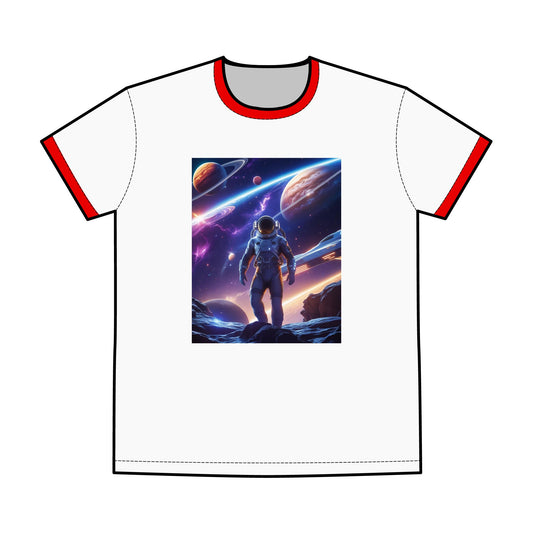 Ringer Tee, Cosmic Adventure Men's Astronaut Shirt, Space Lover Gift