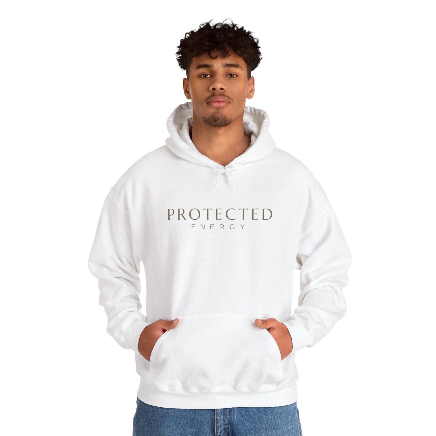 Protected Energy Unisex Heavy Blend Hoodie — Minimal Spiritual Wellness Hooded Sweatshirt