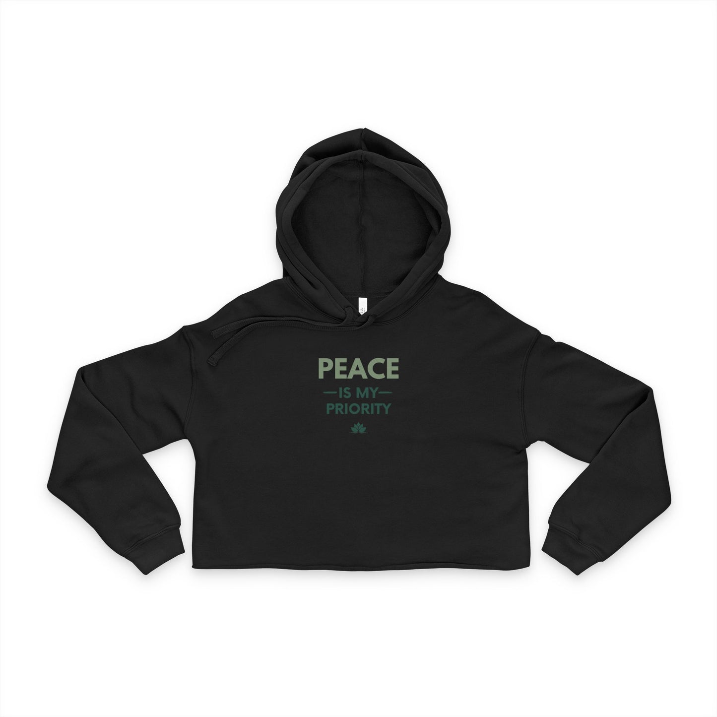 Cropped Hoodie — "Peace Is My Priority" Women's Relaxed Peaceful Graphic