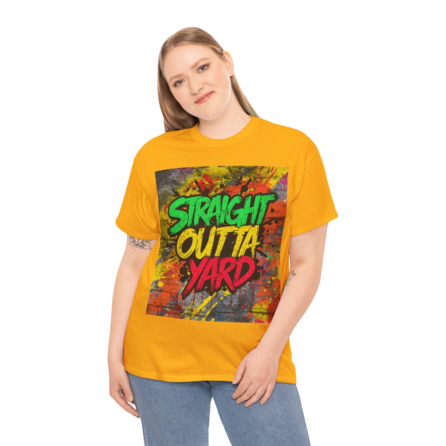 Straight Outta Yard T-Shirt — Casual Jamaican Phrase Tee