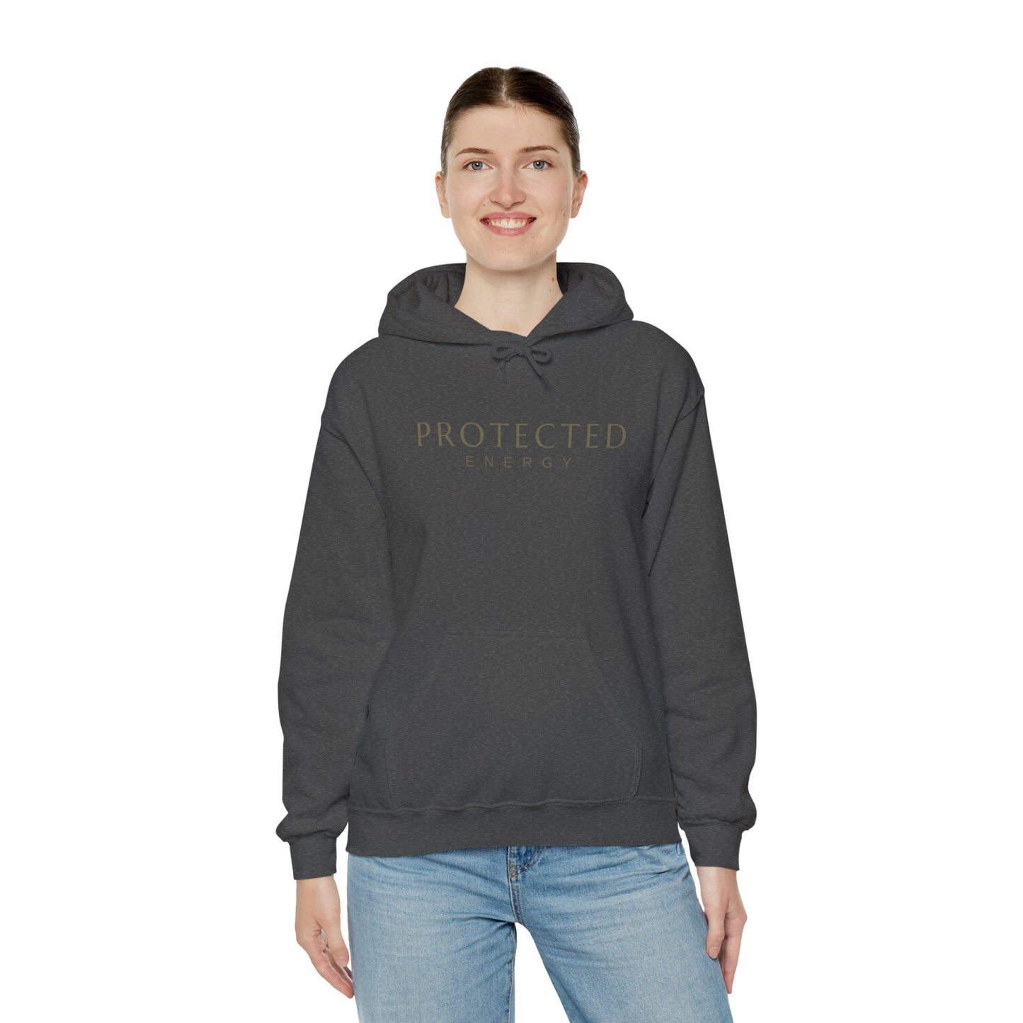 Protected Energy Unisex Heavy Blend Hoodie — Minimal Spiritual Wellness Hooded Sweatshirt