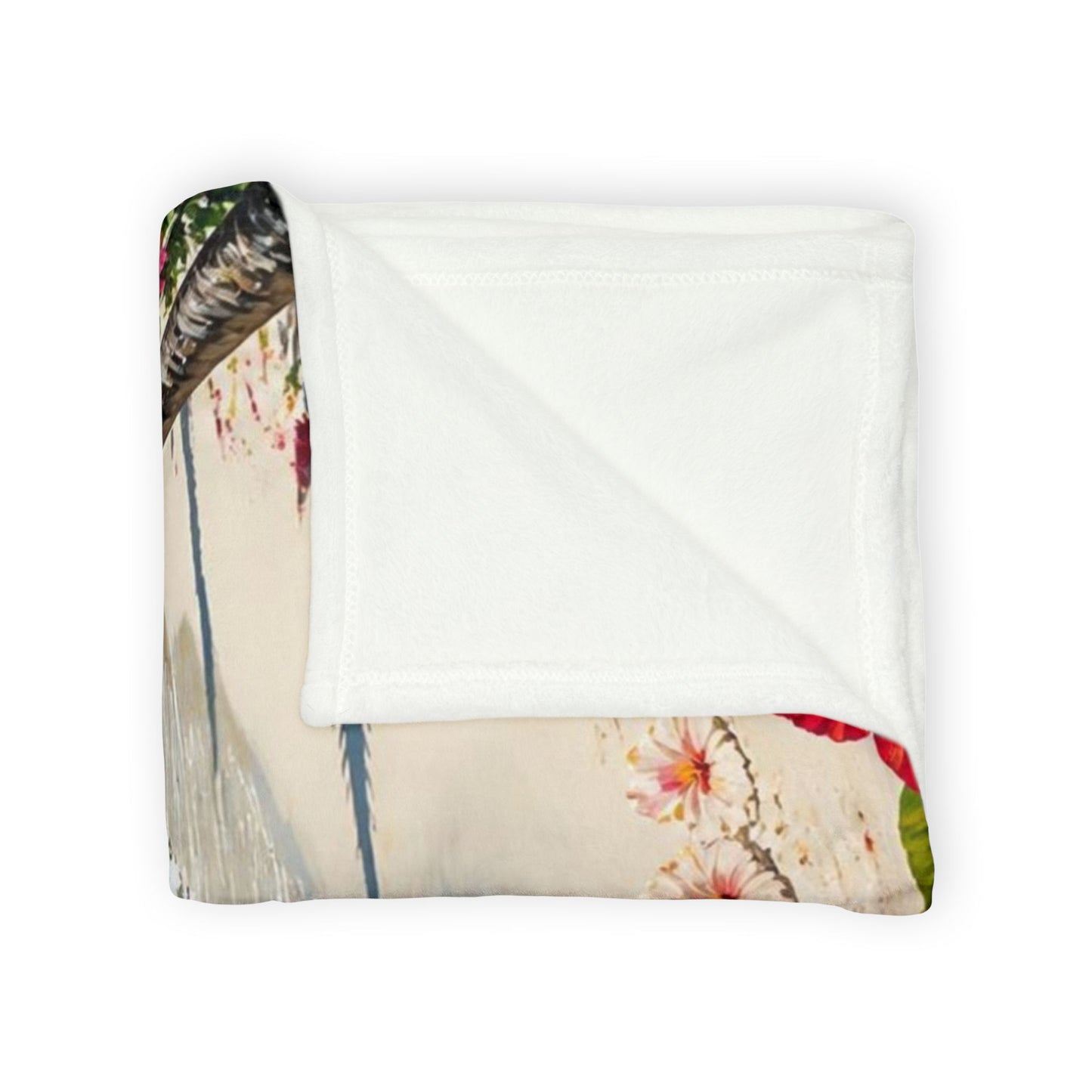 Tropical Beach Blanket — Palm Trees, Ocean Waves & Hibiscus Coastal Throw