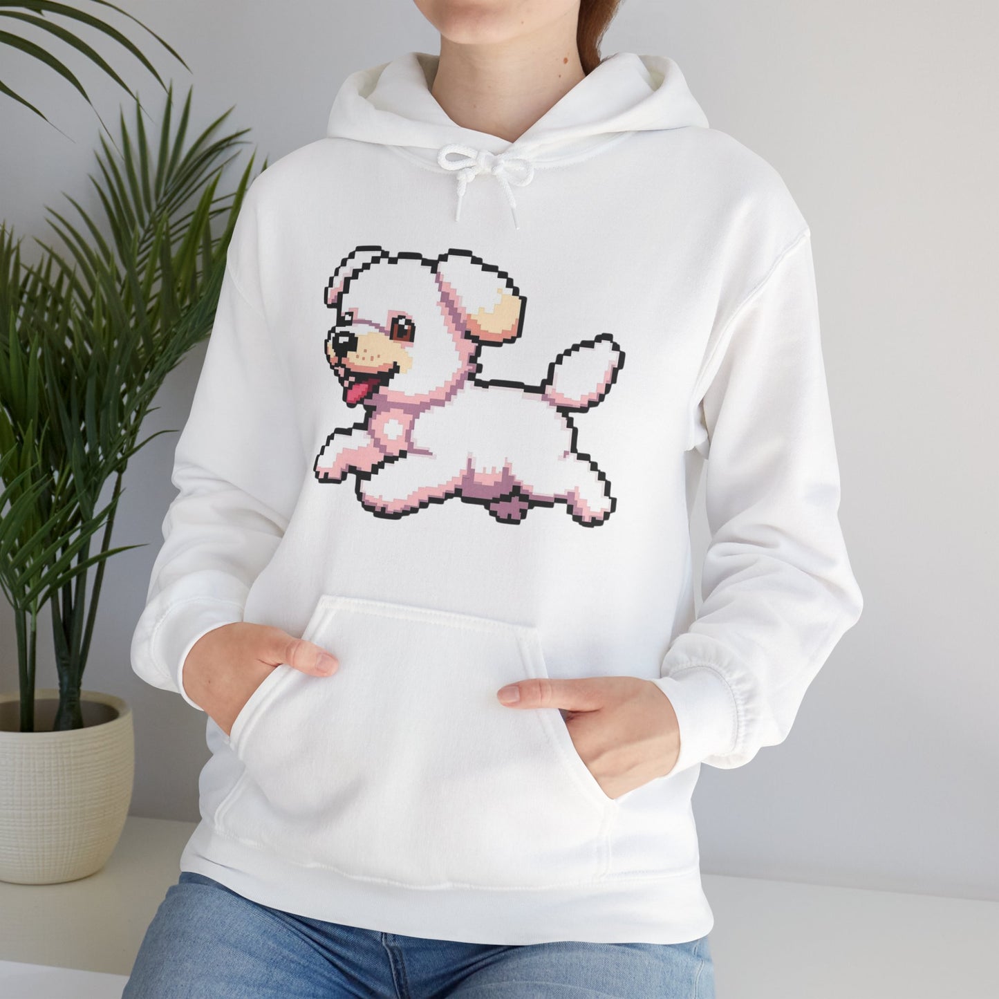 Pixelated Dog Unisex Hoodie, Cozy Pet Lover Sweatshirt, Cute Dog Design, Gift for Animal Lovers, Ideal for Casual Wear, Perfect for Holidays