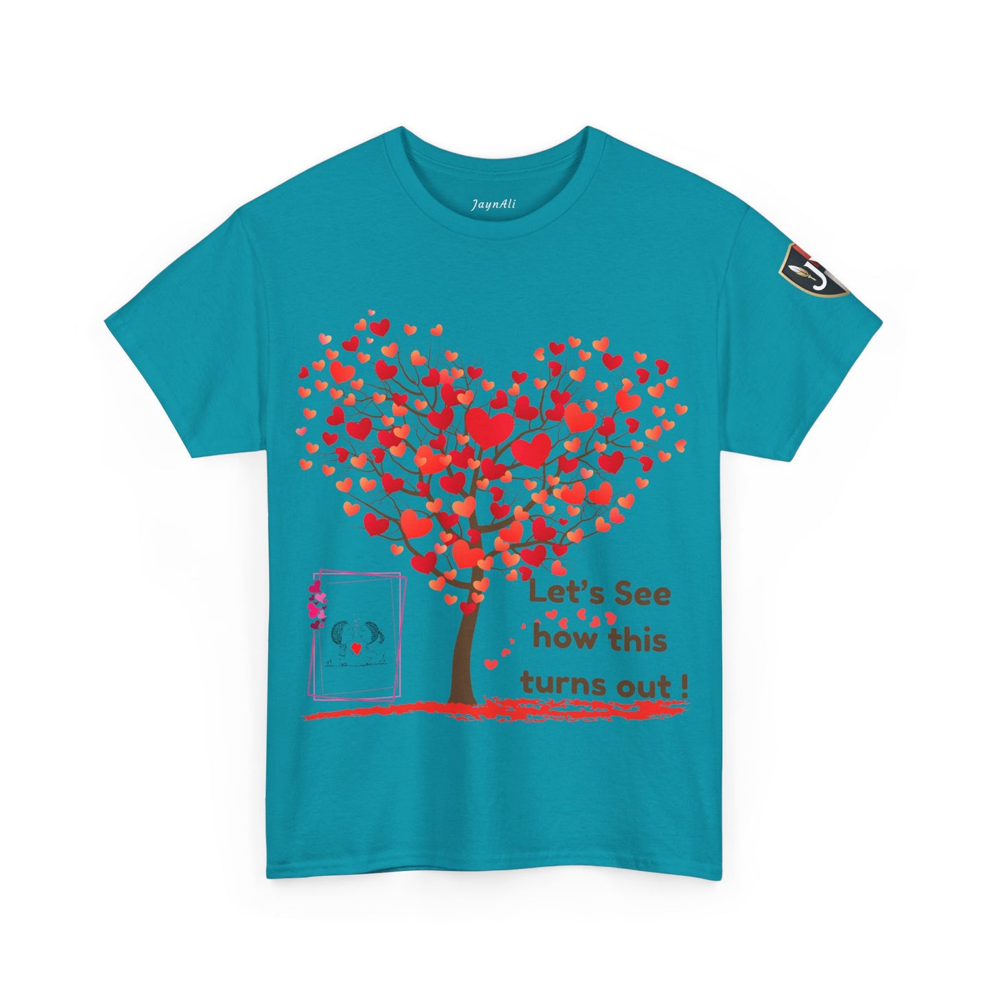 Heartfelt Unisex Heavy Cotton Tee - Perfect for Valentine's Day, Romantic Gifts, Heart Tree Design, Casual Wear, Everyday Comfort