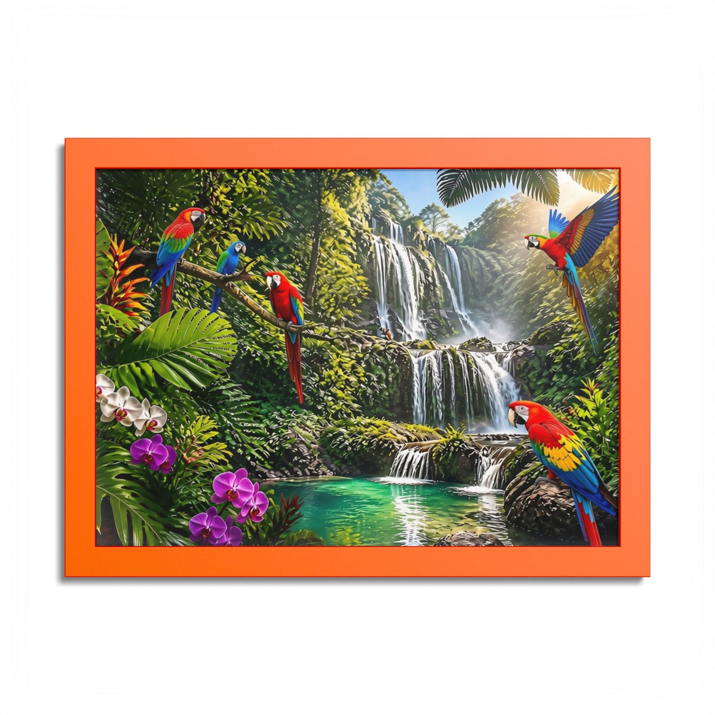 Tropical Waterfall Parrot Poster