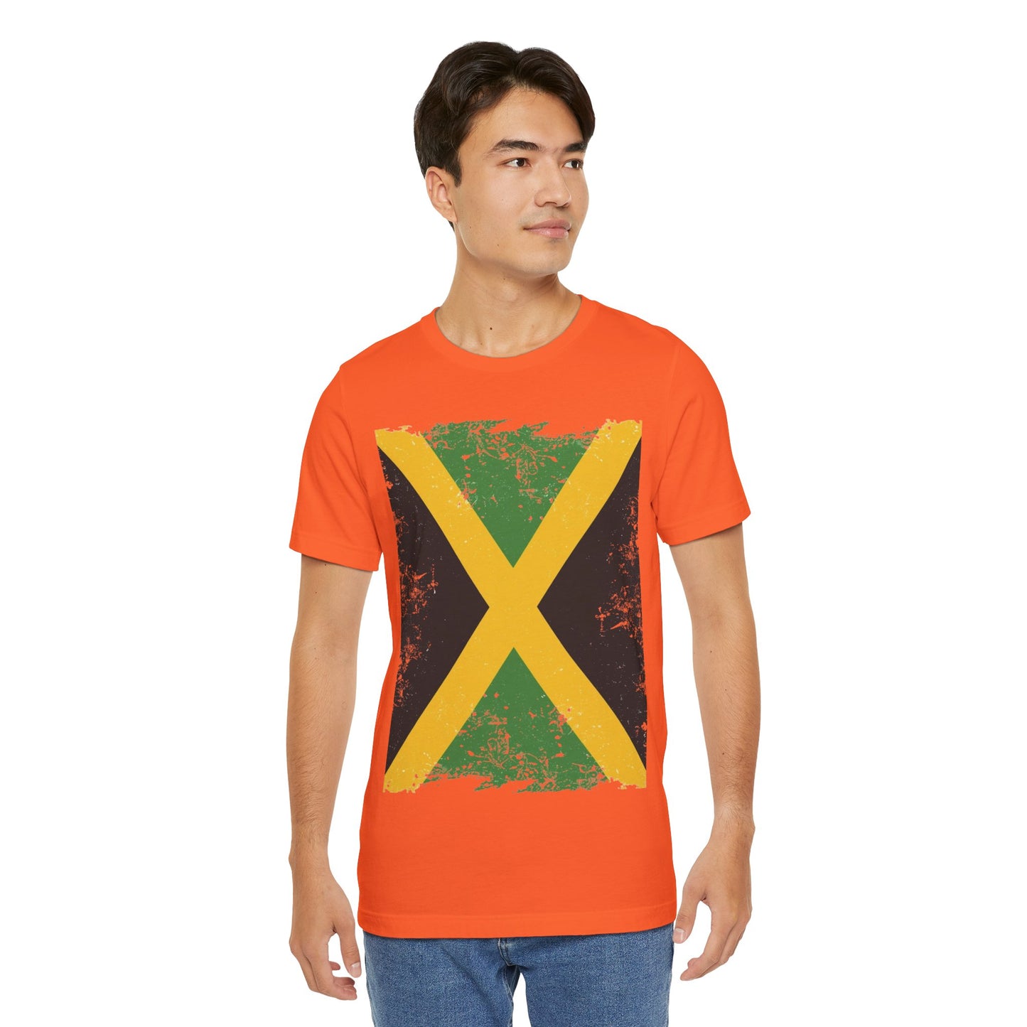 Jamaican Flag Short Sleeve Tee, Unisex Graphic Tee, Casual Wear, Festival Shirt, Gift for Music Lovers, Summer Vibes
