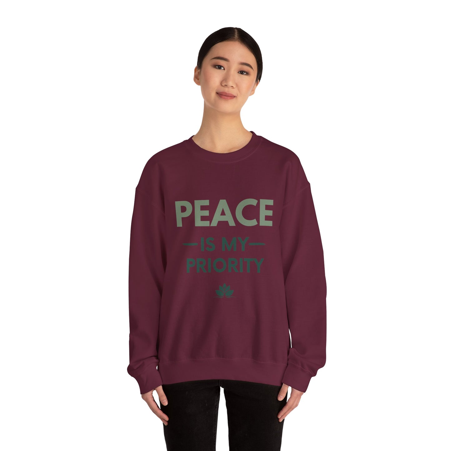 Peace Is My Priority Sweatshirt — Relaxed Crewneck Pullover for Mindfulness & Self-Care
