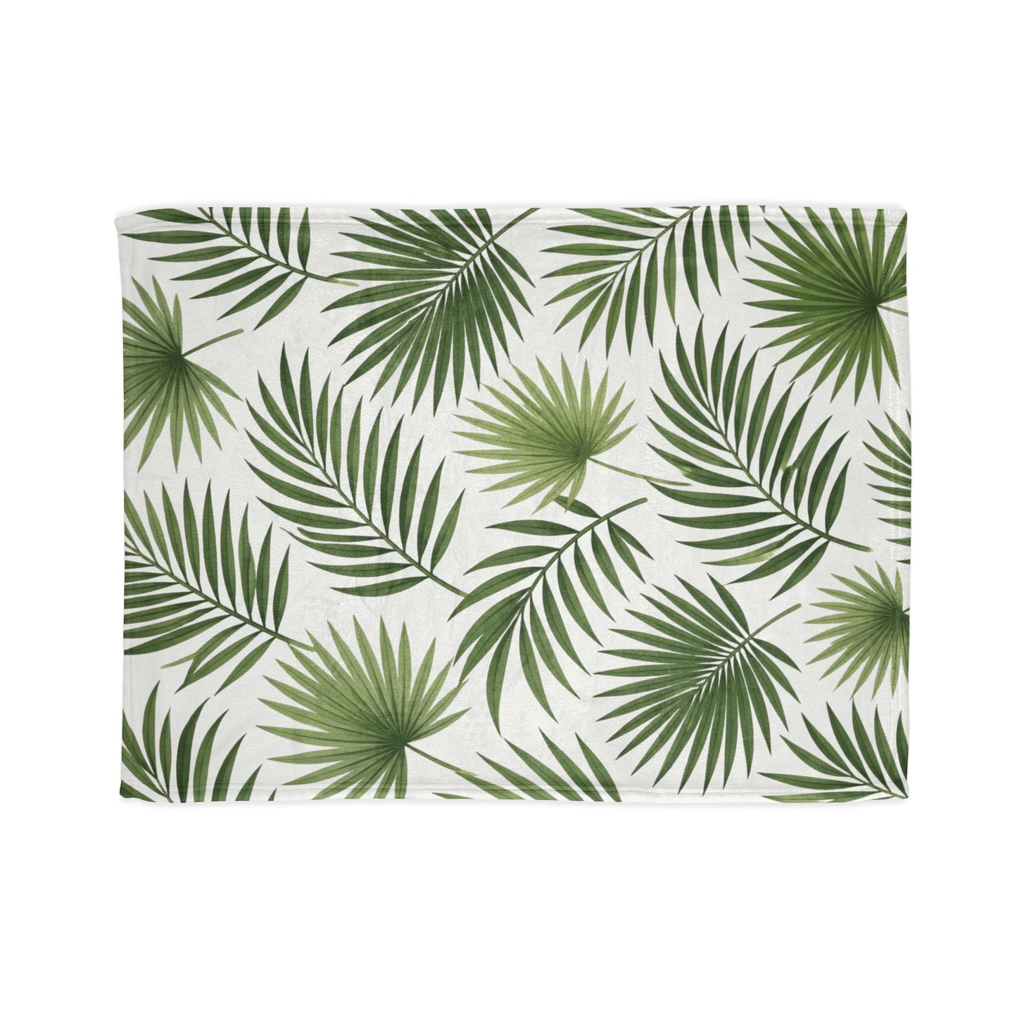 Tropical Palm Leaf Throw Blanket – Green Botanical Polyester Blanket