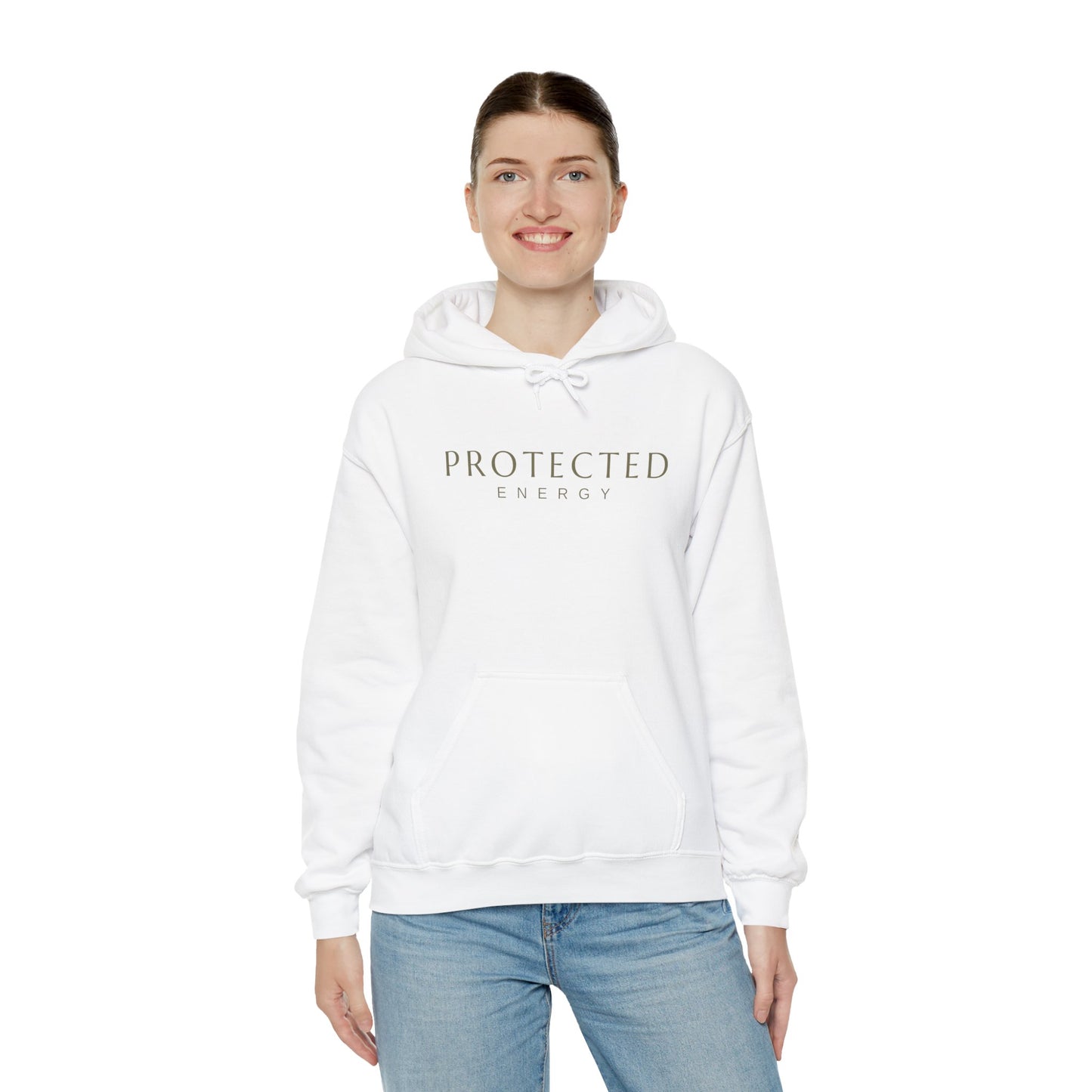 Protected Energy Unisex Heavy Blend Hoodie — Minimal Spiritual Wellness Hooded Sweatshirt