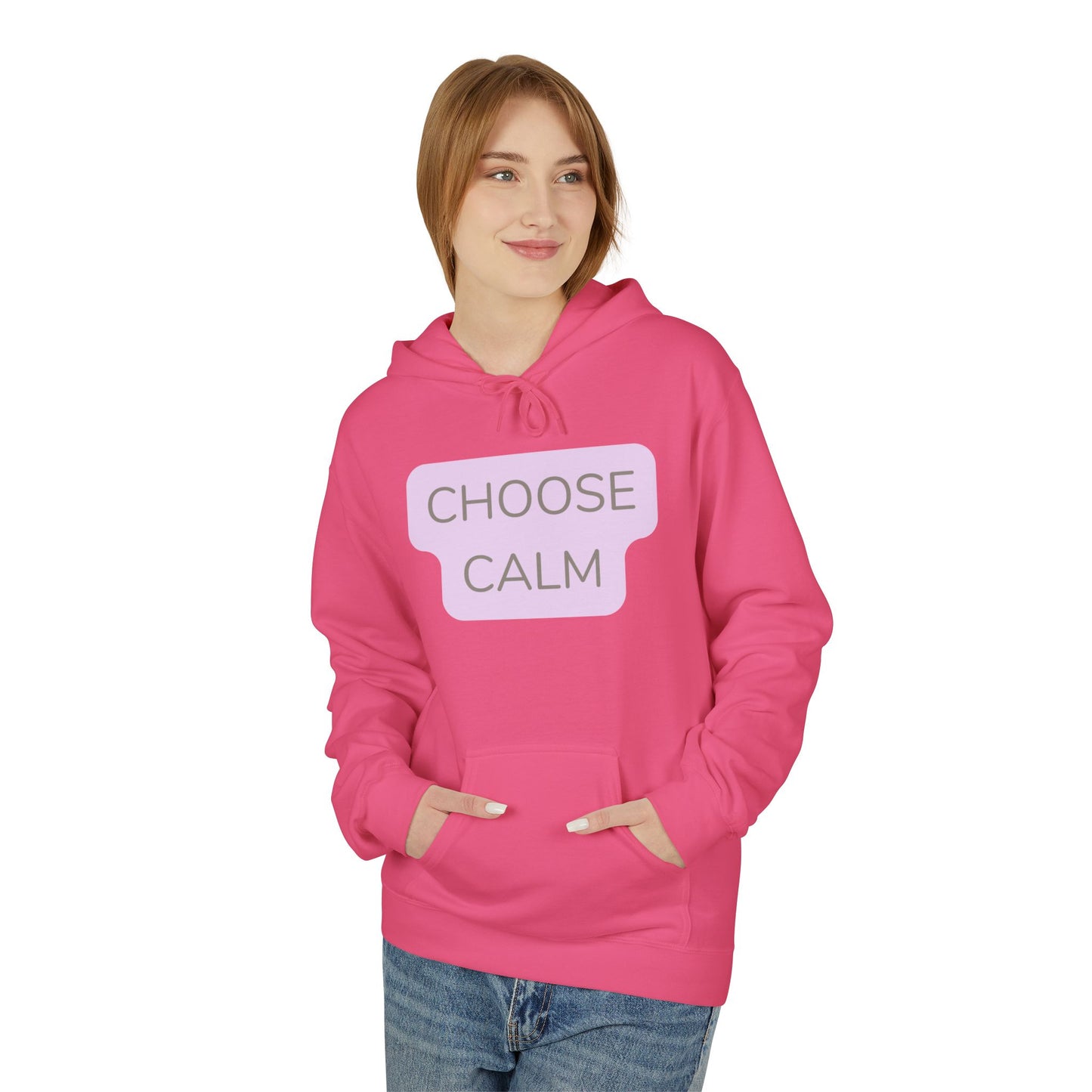 Choose Calm Unisex Midweight Softstyle Hoodie — Minimal Pastel Graphic Relaxation Sweatshirt