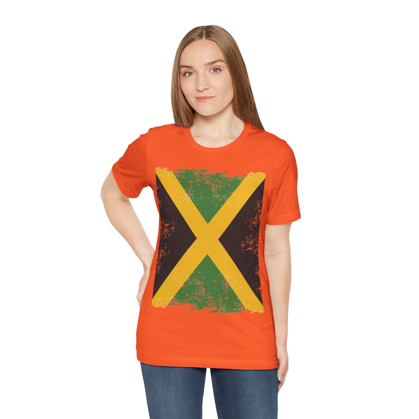 Jamaican Flag Short Sleeve Tee, Unisex Graphic Tee, Casual Wear, Festival Shirt, Gift for Music Lovers, Summer Vibes