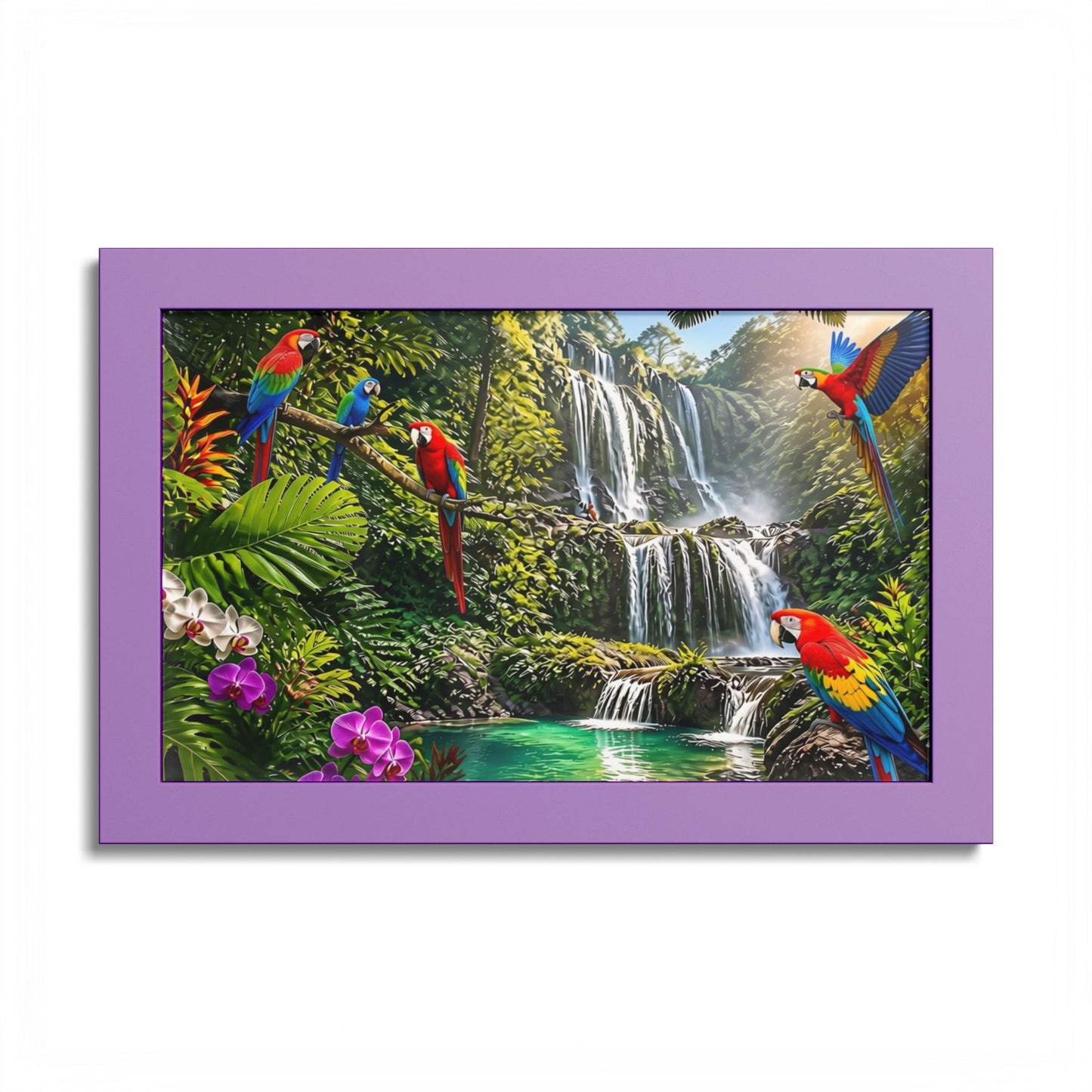 Tropical Waterfall Parrot Poster