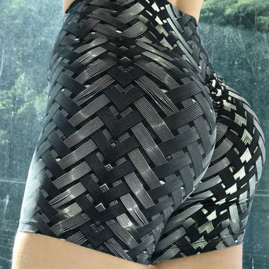 Women's Digital Print Yoga Shorts – High-Waist Fitness Base Layer