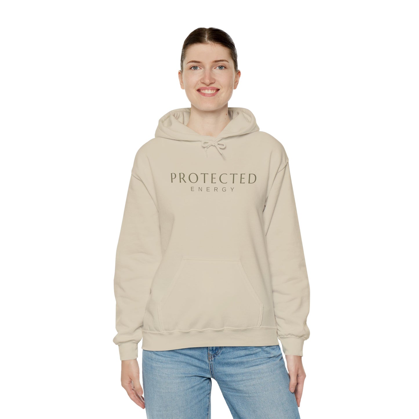 Protected Energy Unisex Heavy Blend Hoodie — Minimal Spiritual Wellness Hooded Sweatshirt