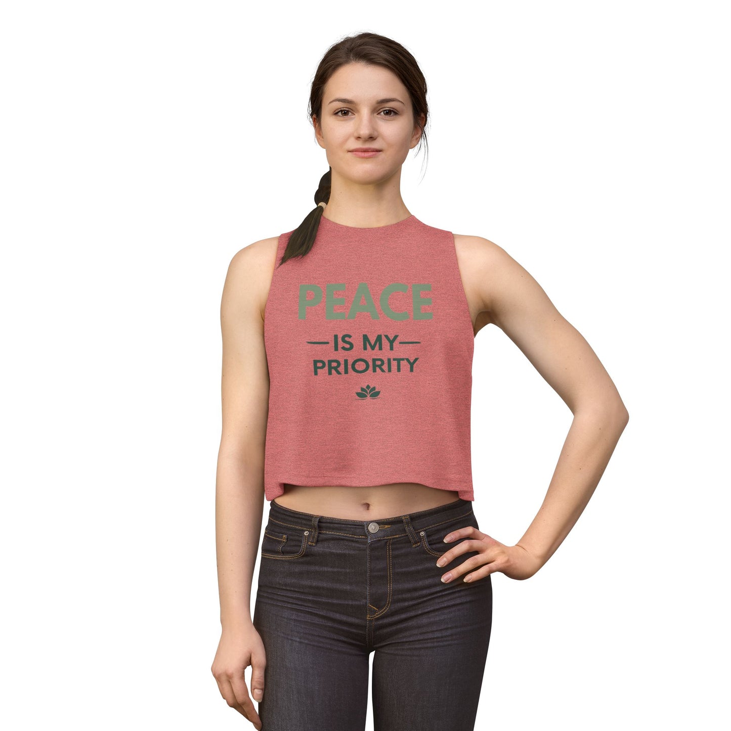 Peace Is My Priority Crop Top — Women's Relaxed Yoga Tank