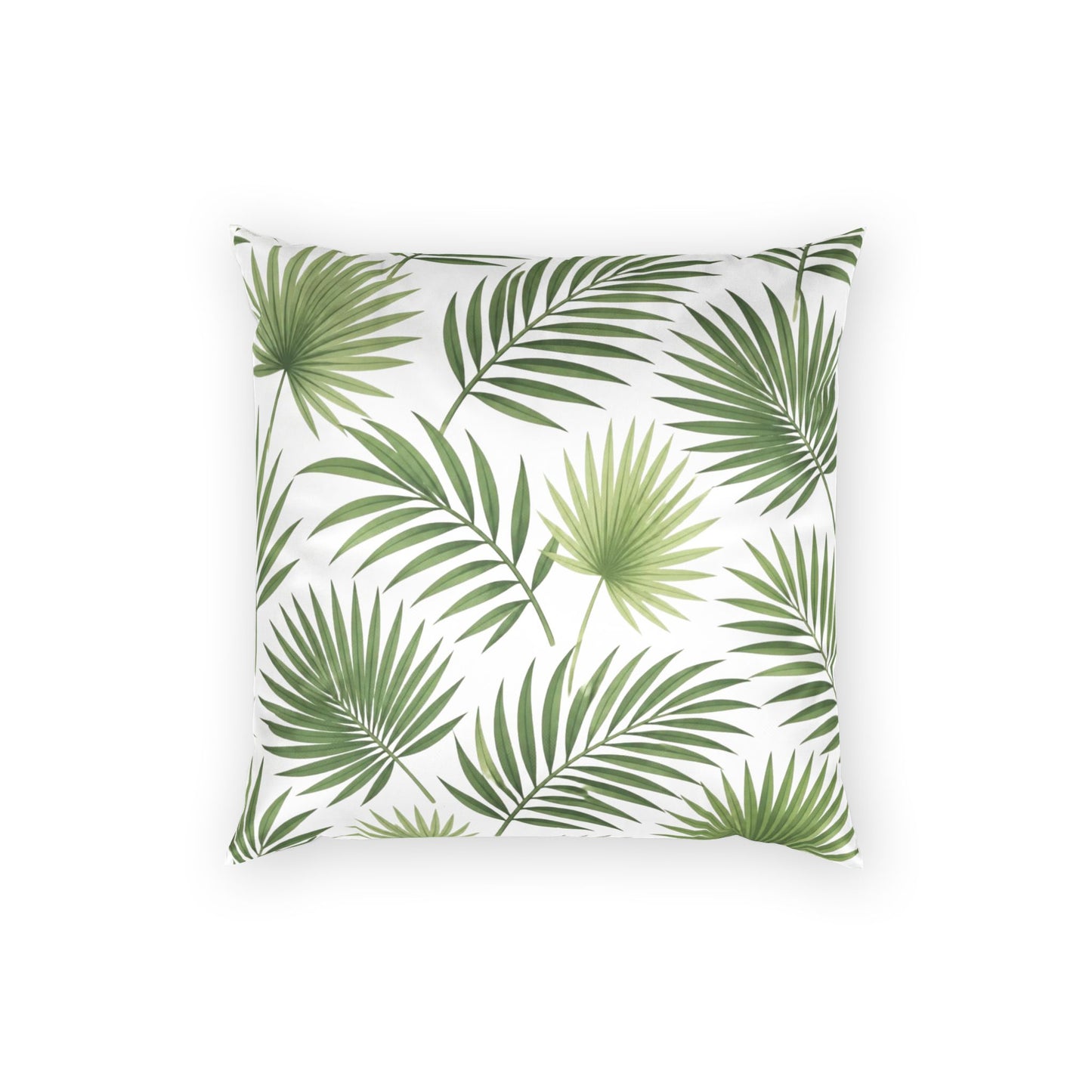 Tropical Palm Velvet Pillow — Green Leaf Decorative Throw Cushion