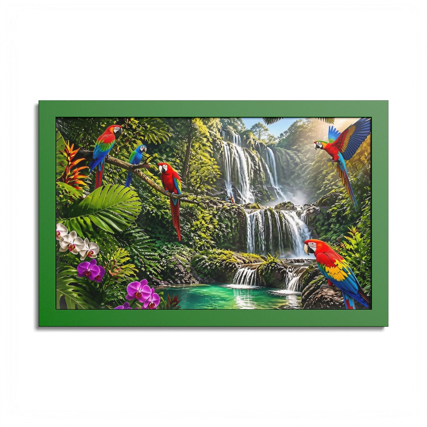 Tropical Waterfall Parrot Poster