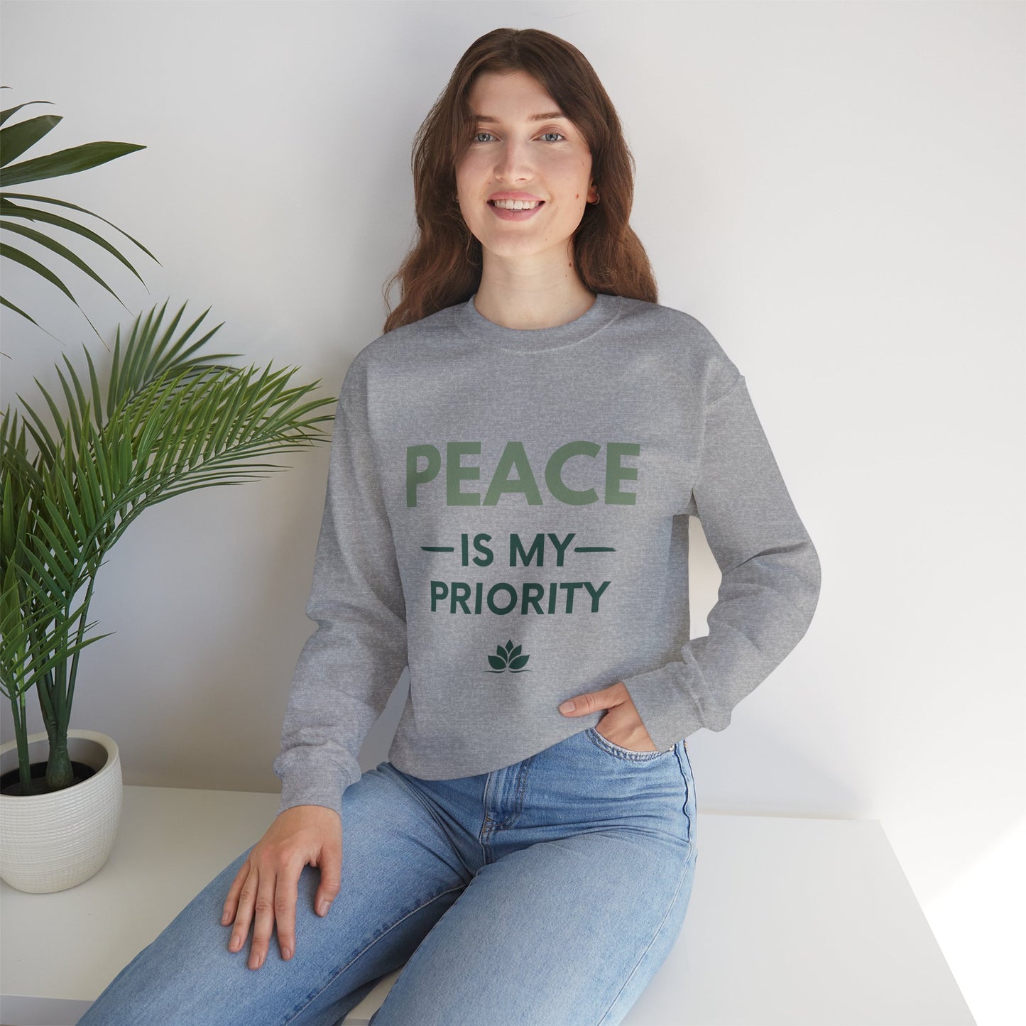 Peace Is My Priority Sweatshirt — Relaxed Crewneck Pullover for Mindfulness & Self-Care