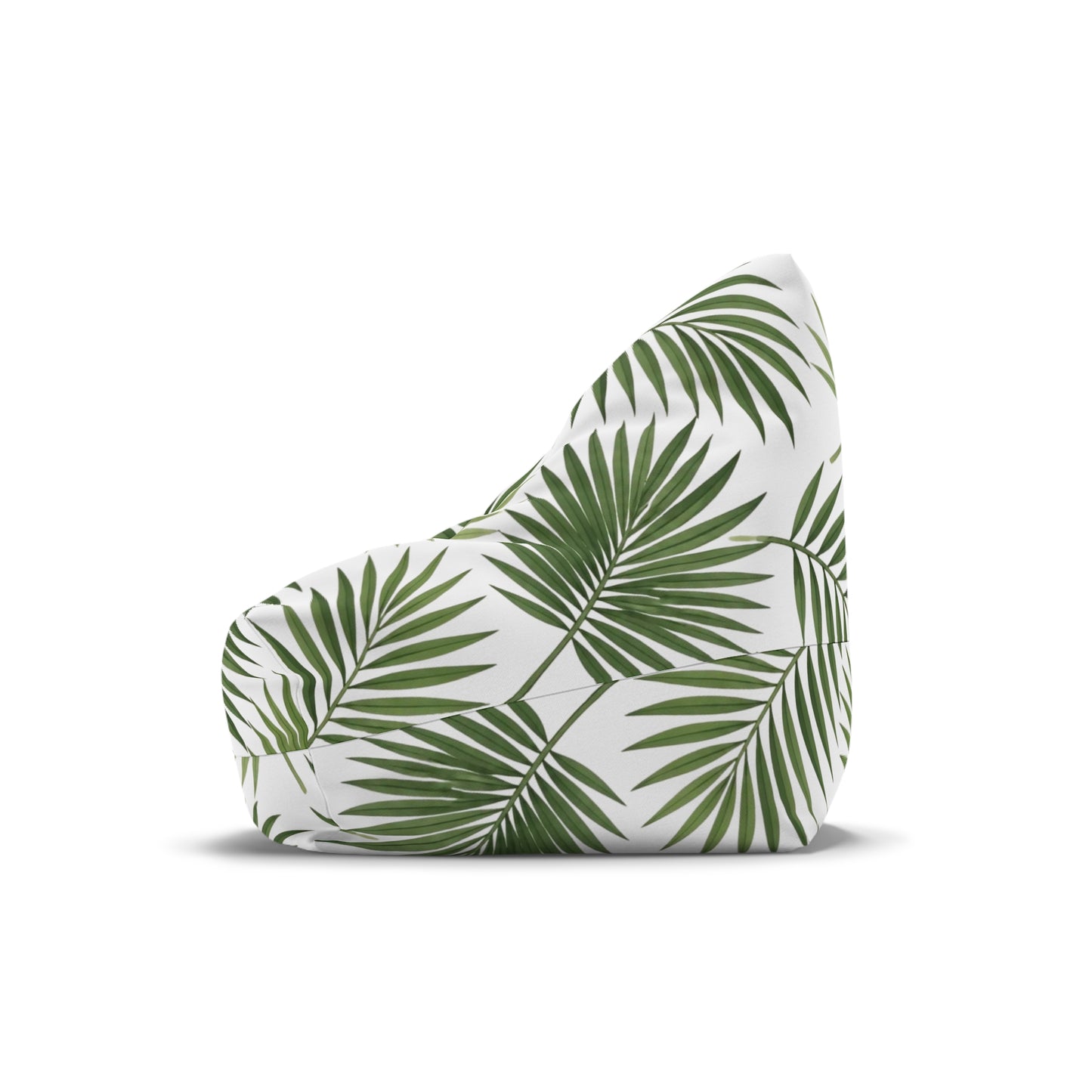 Tropical Palm Leaf Bean Bag Cover - Green Botanical Floor Pouf Slipcover