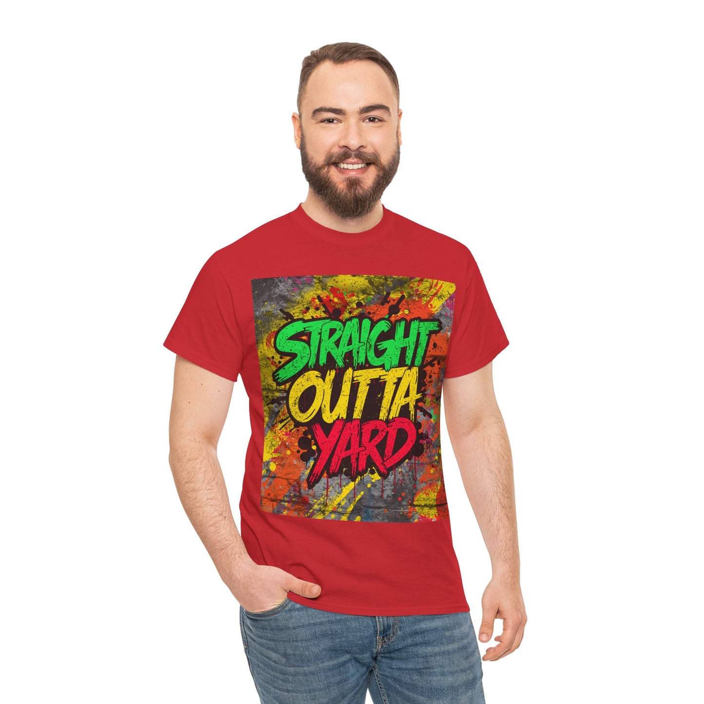 Straight Outta Yard T-Shirt — Casual Jamaican Phrase Tee