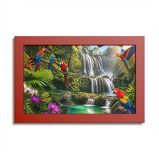 Tropical Waterfall Parrot Poster