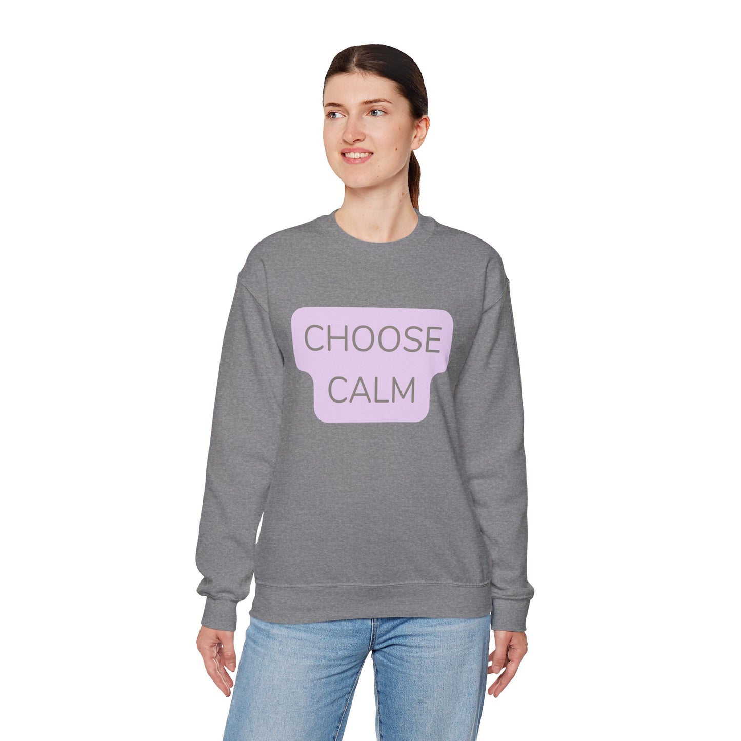 Crewneck Sweatshirt — "Choose Calm" Pastel Wellness Graphic