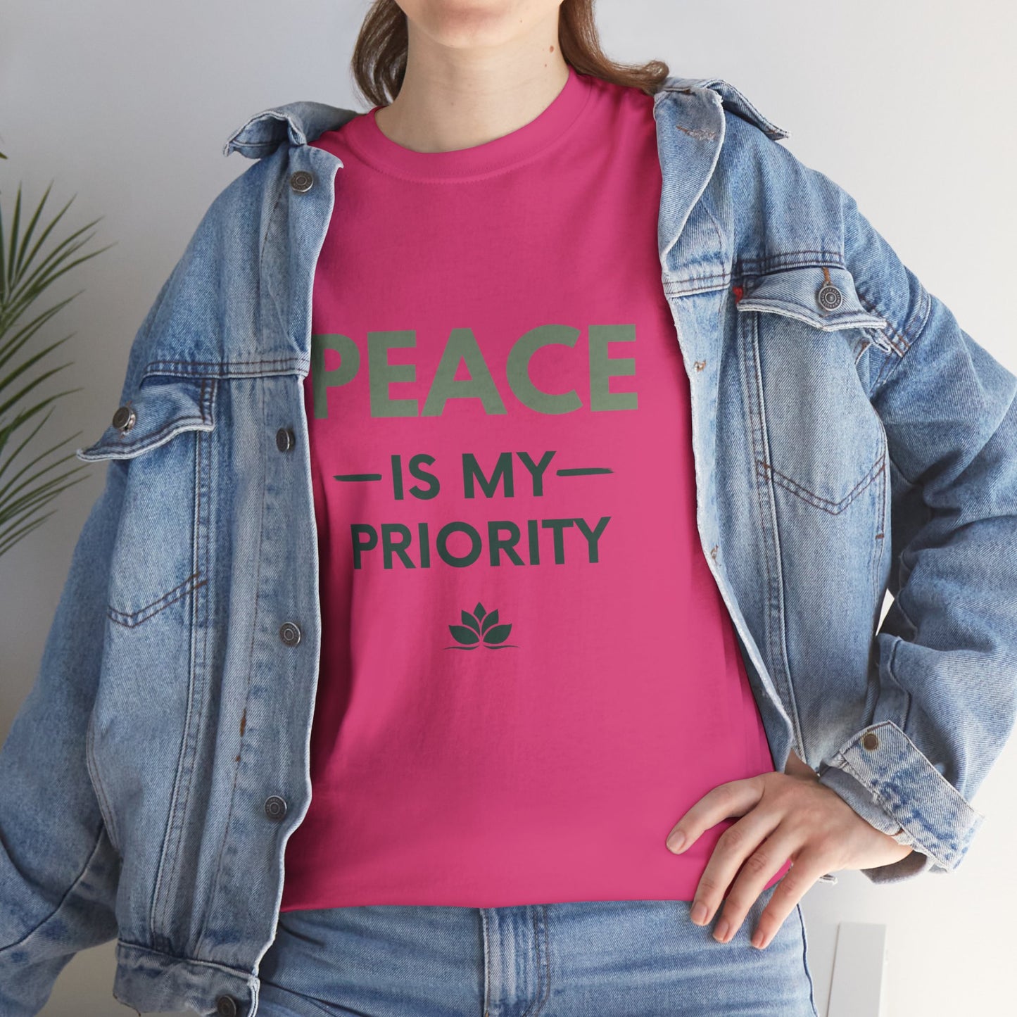 Peace is My Priority Unisex Heavy Cotton Tee, Relaxed Fit T-Shirt, Mindfulness Shirt, Gift for Meditation Lovers