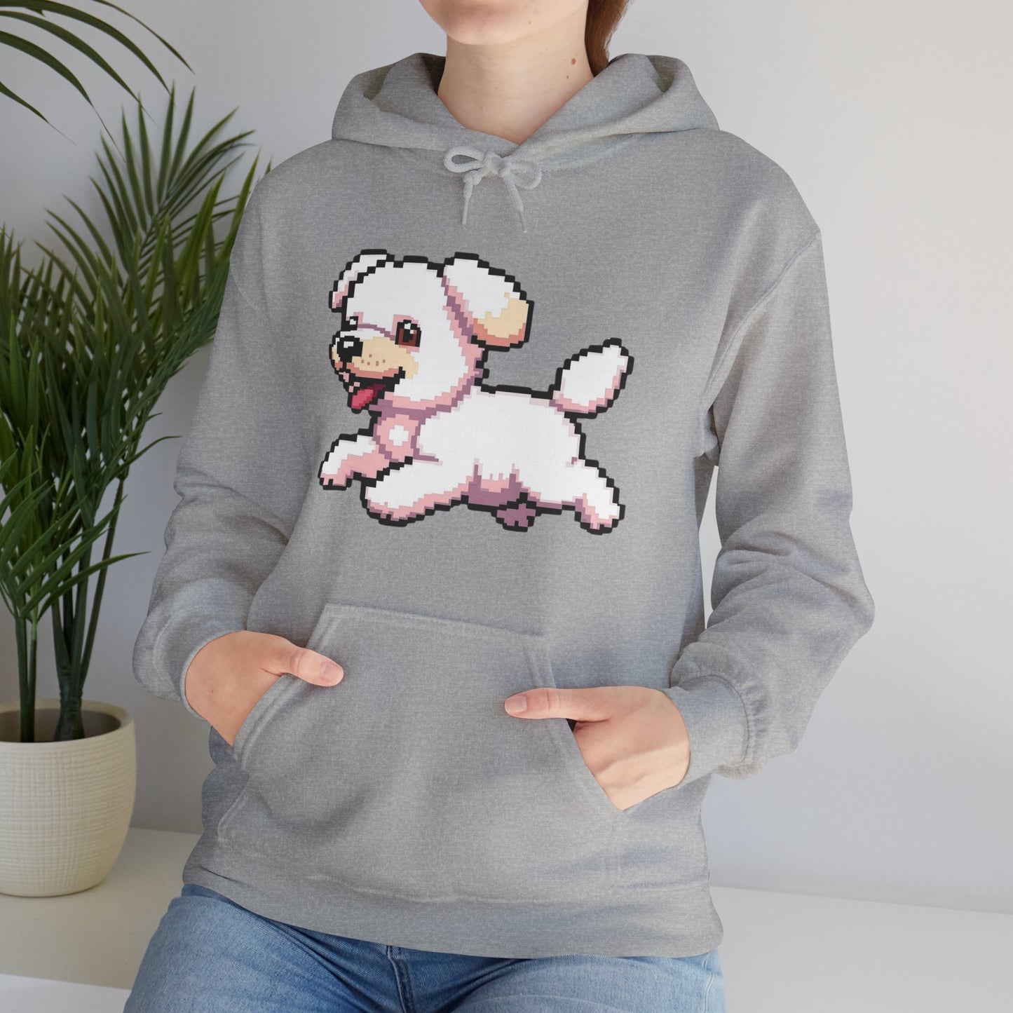Pixelated Dog Unisex Hoodie, Cozy Pet Lover Sweatshirt, Cute Dog Design, Gift for Animal Lovers, Ideal for Casual Wear, Perfect for Holidays