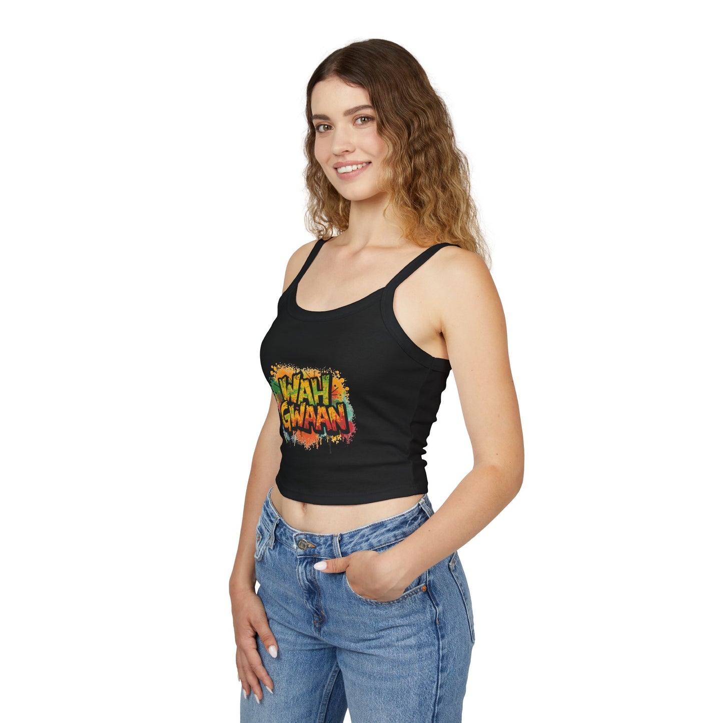 Wah Gwaan Women's Tank Top — Caribbean Vibes Spaghetti Strap Tee