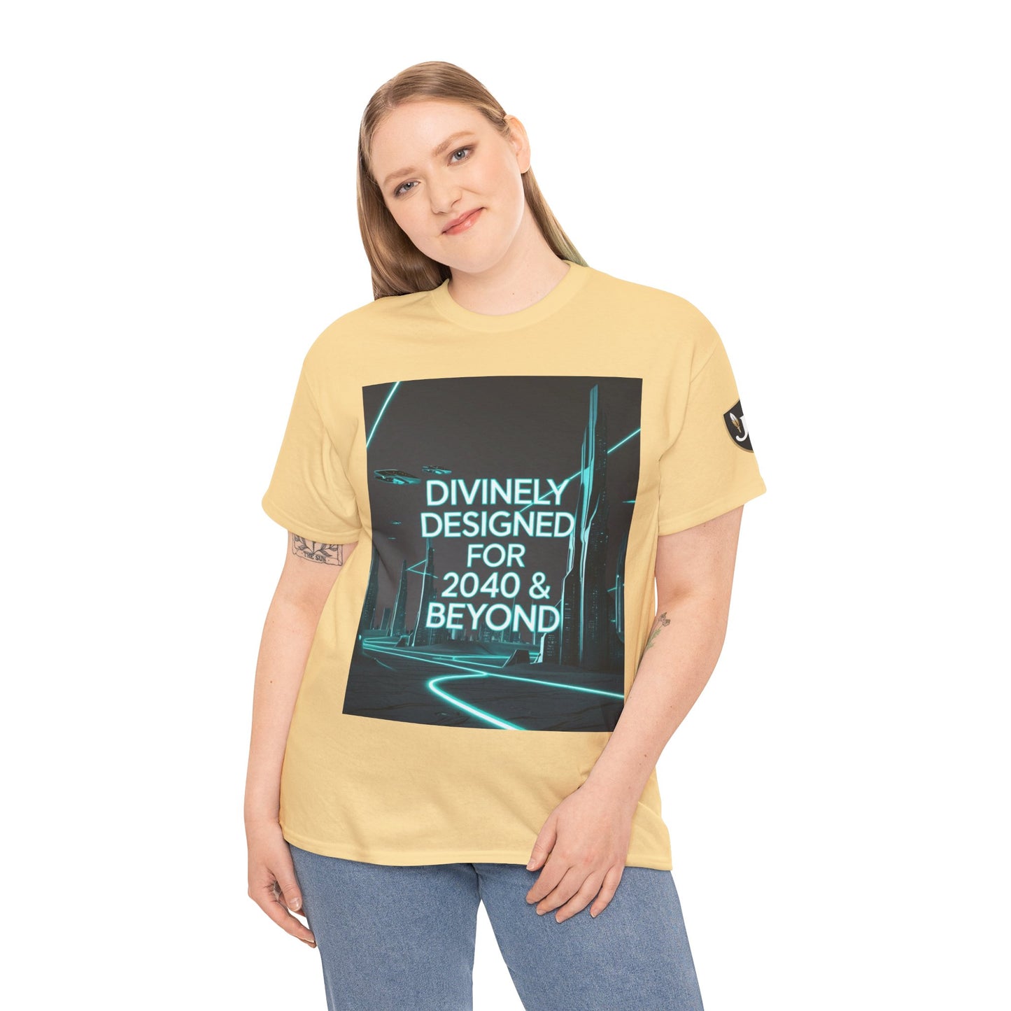 Futuristic Urban Tee for Tech Lovers - Unisex Heavy Cotton