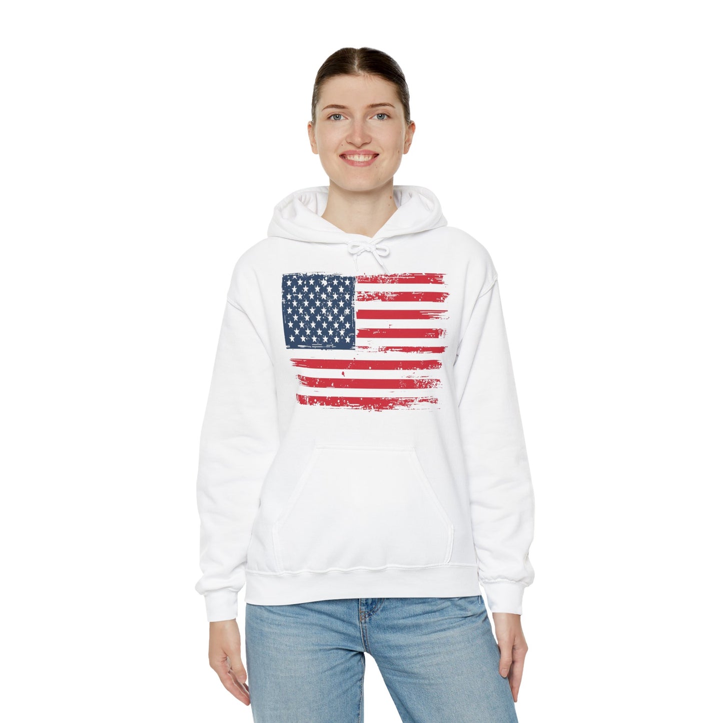 Vintage American Flag Hoodie, Unisex Sweatshirt for Independence Day, Patriotic Gift, Cozy Outerwear, 4th of July Celebration
