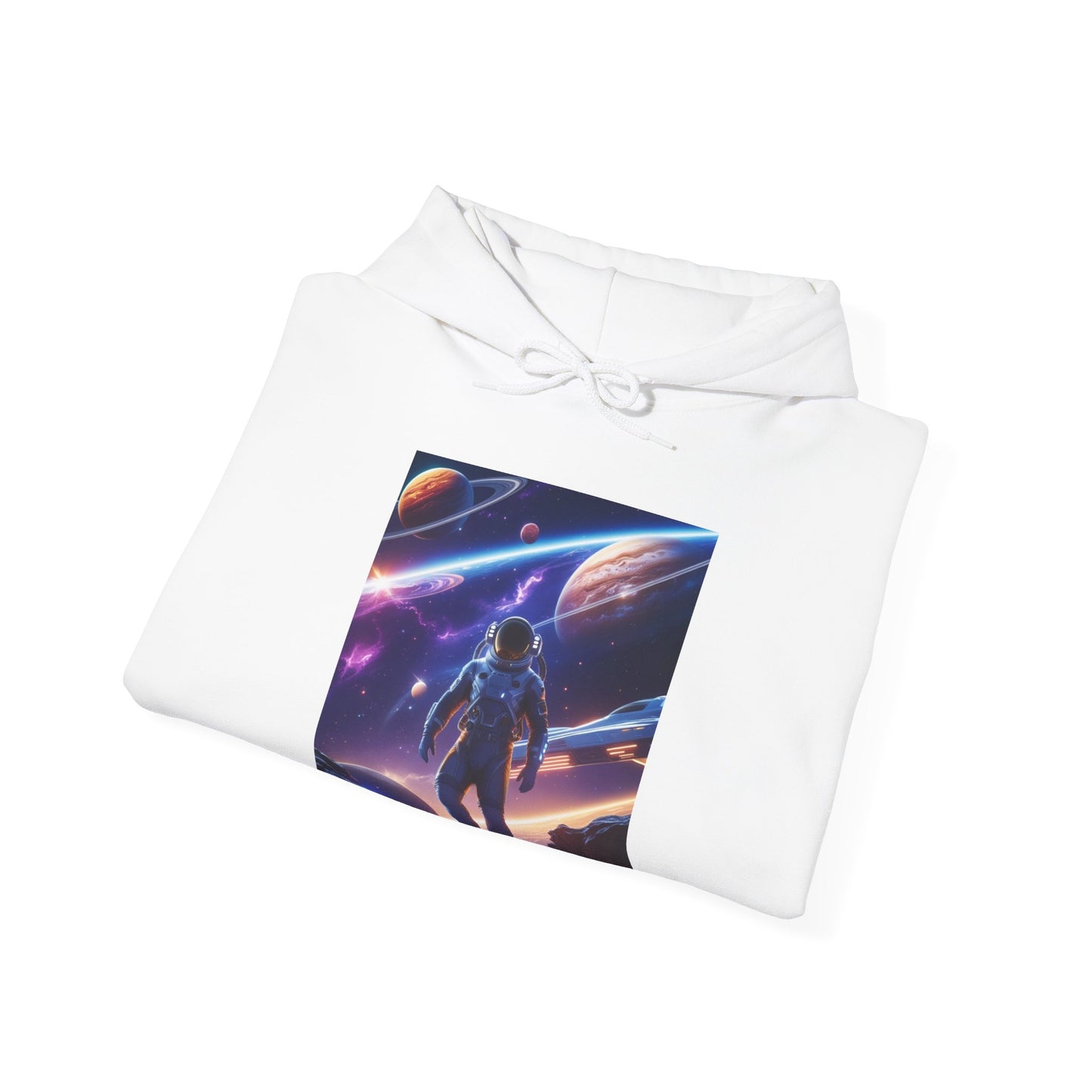 Cosmic Adventure Hooded Sweatshirt - Starry Night Graphic Unisex Sweatshirt