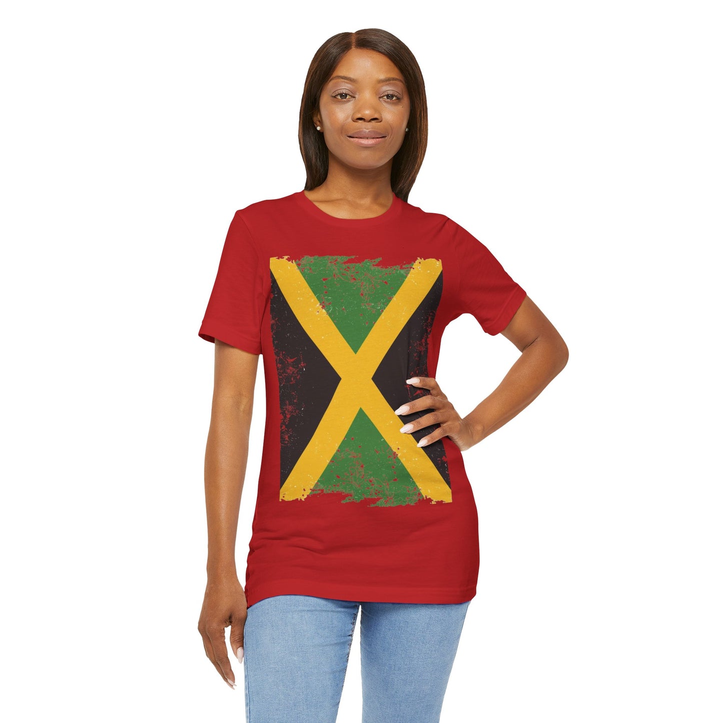 Jamaican Flag Short Sleeve Tee, Unisex Graphic Tee, Casual Wear, Festival Shirt, Gift for Music Lovers, Summer Vibes