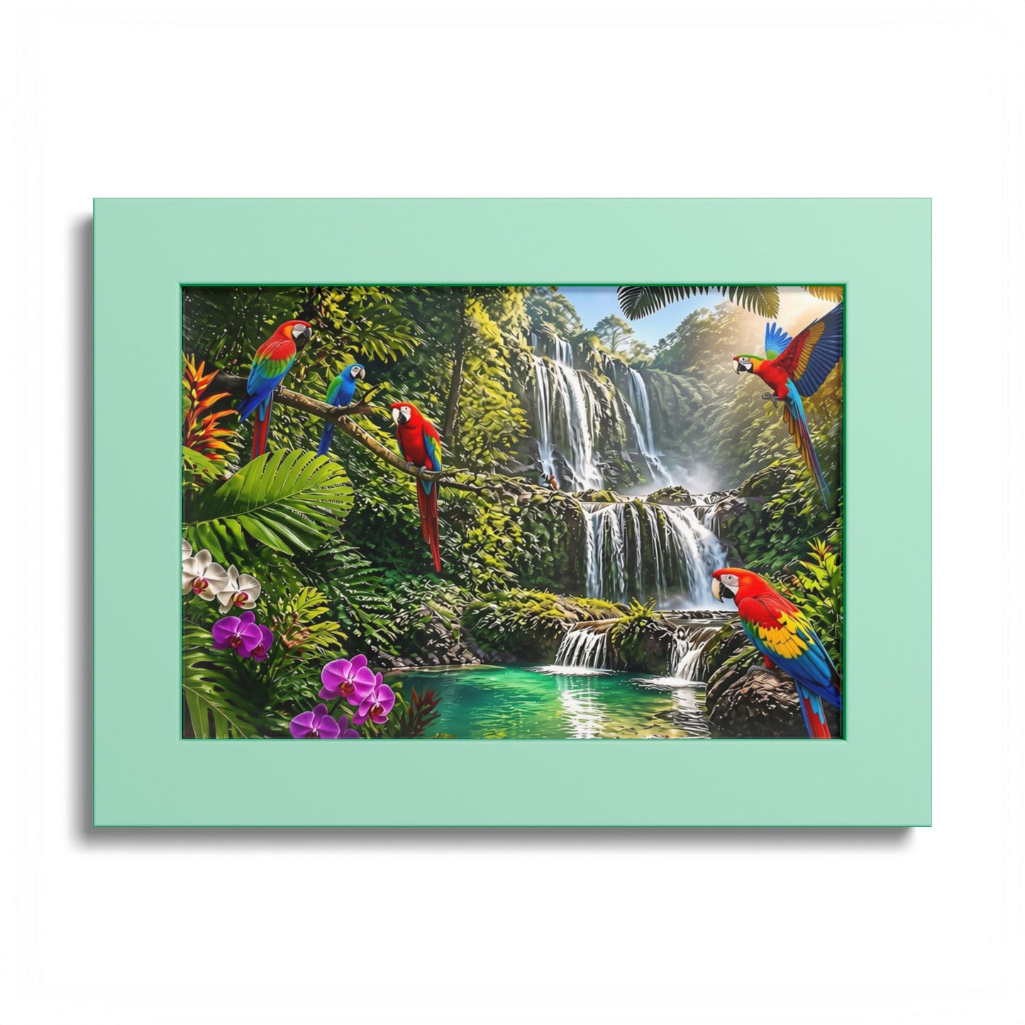 Tropical Waterfall Parrot Poster