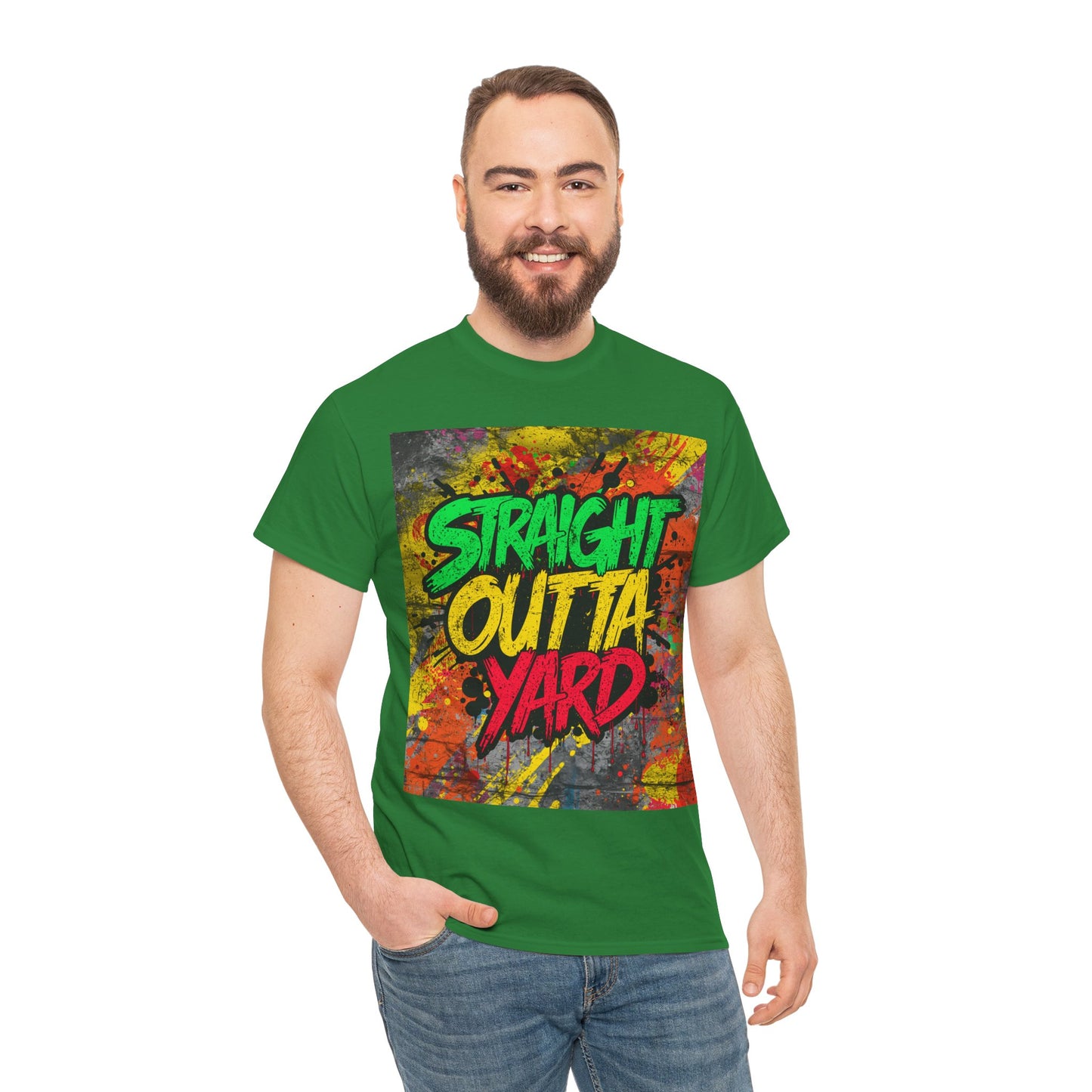 Straight Outta Yard T-Shirt — Casual Jamaican Phrase Tee