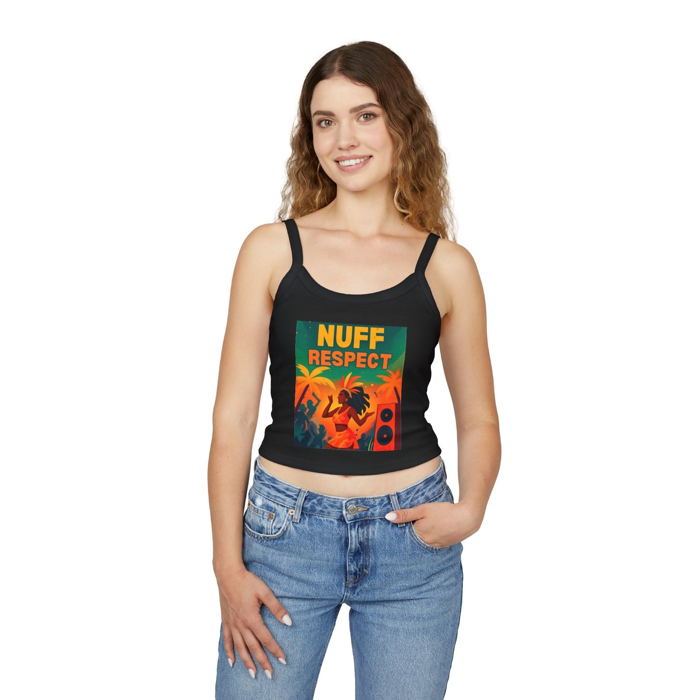 Nuff Respect Crop Tank Top — Women's Spaghetti Strap Summer Tank