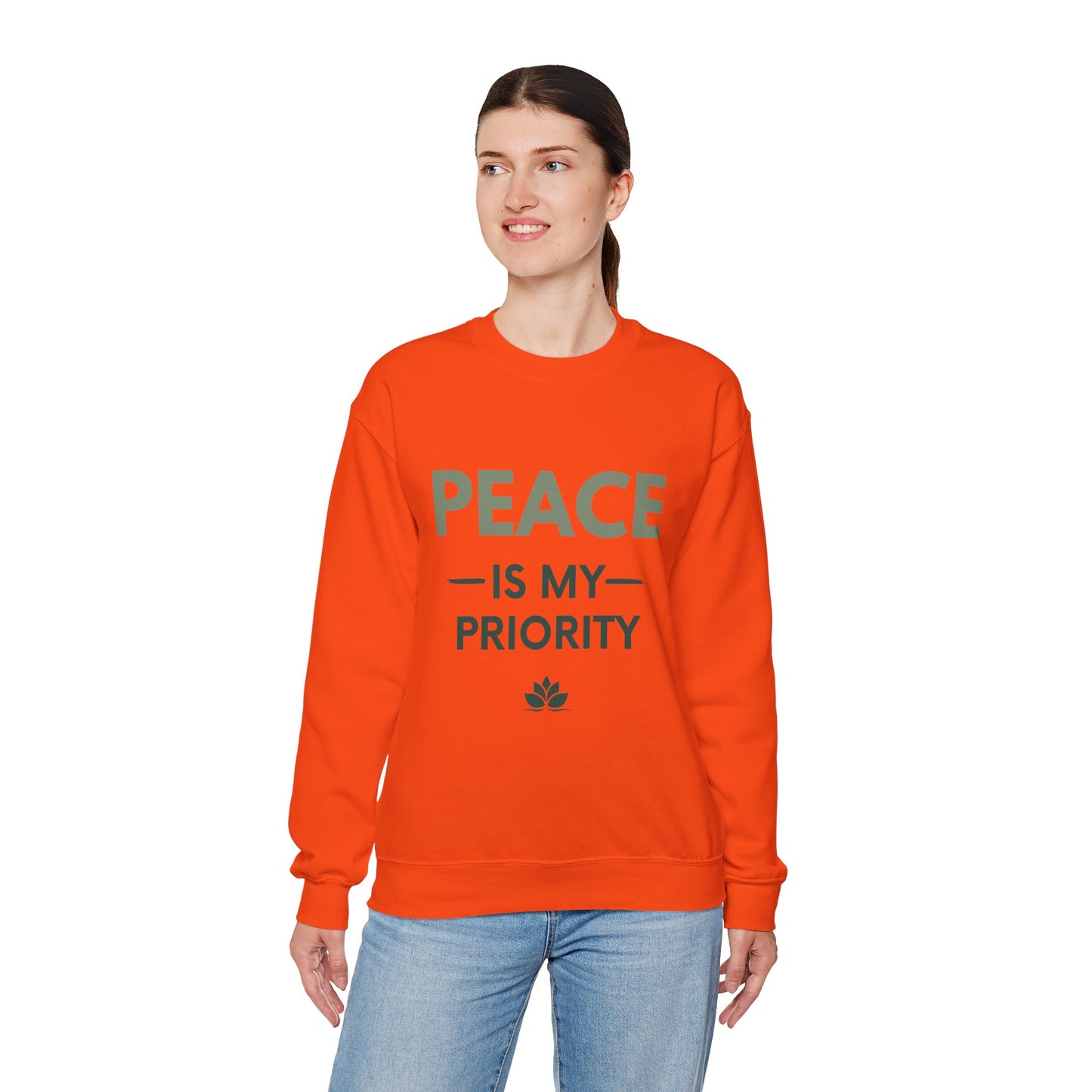 Peace Is My Priority Sweatshirt — Relaxed Crewneck Pullover for Mindfulness & Self-Care
