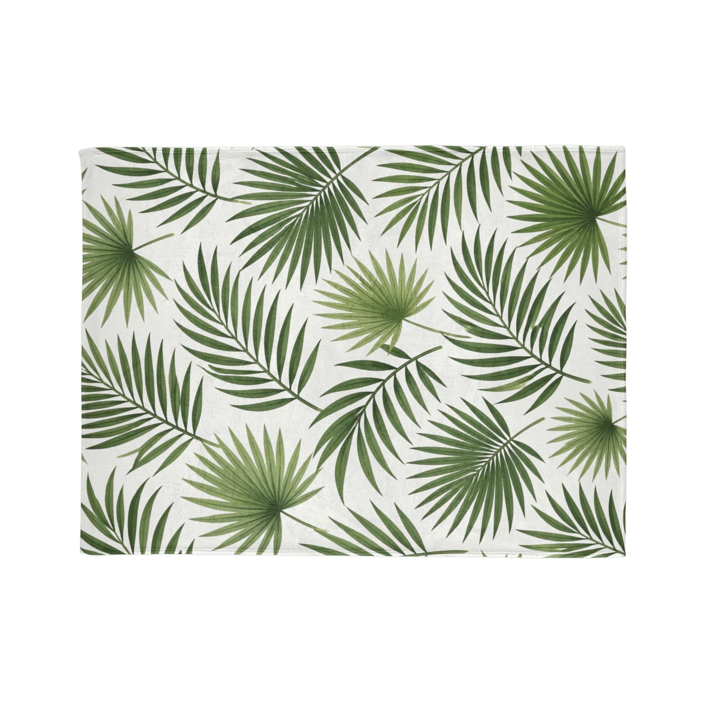 Tropical Palm Leaf Throw Blanket – Green Botanical Polyester Blanket