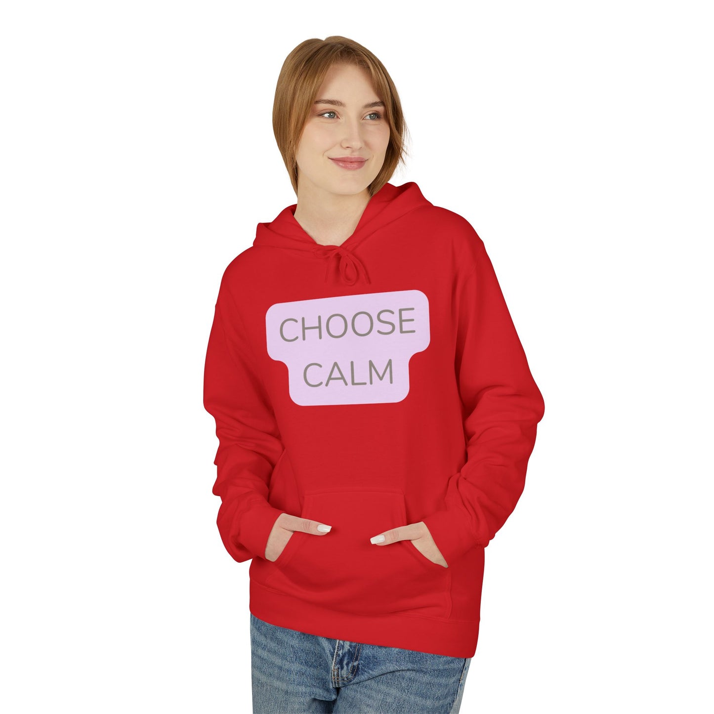 Choose Calm Unisex Midweight Softstyle Hoodie — Minimal Pastel Graphic Relaxation Sweatshirt