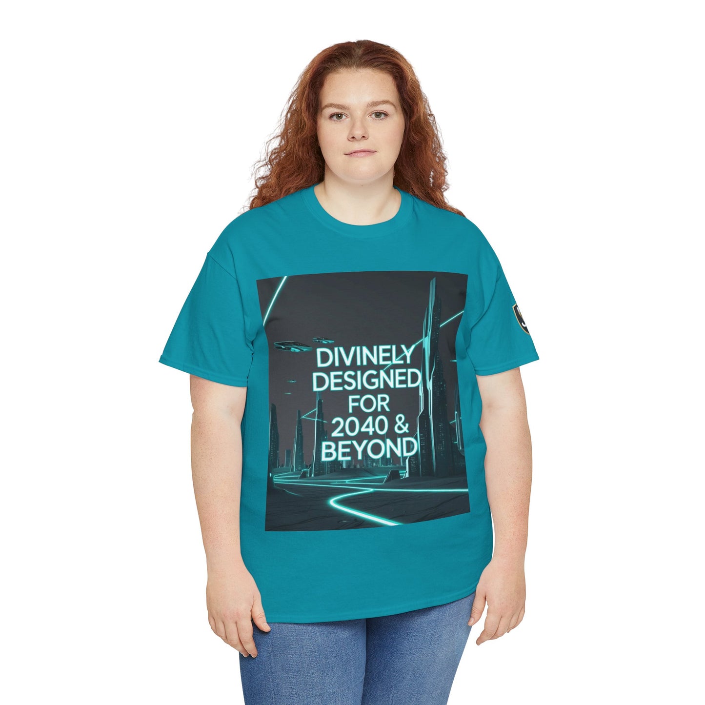 Futuristic Urban Tee for Tech Lovers - Unisex Heavy Cotton