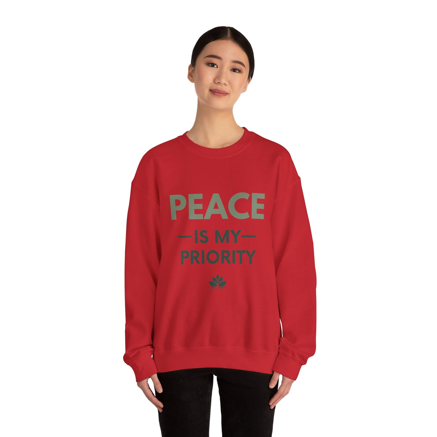 Peace Is My Priority Sweatshirt — Relaxed Crewneck Pullover for Mindfulness & Self-Care