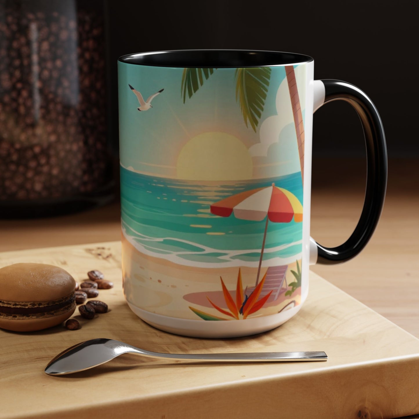 Beach Sunrise Coffee Mug — Tropical Ocean Scene Accent Mug (11/15oz)