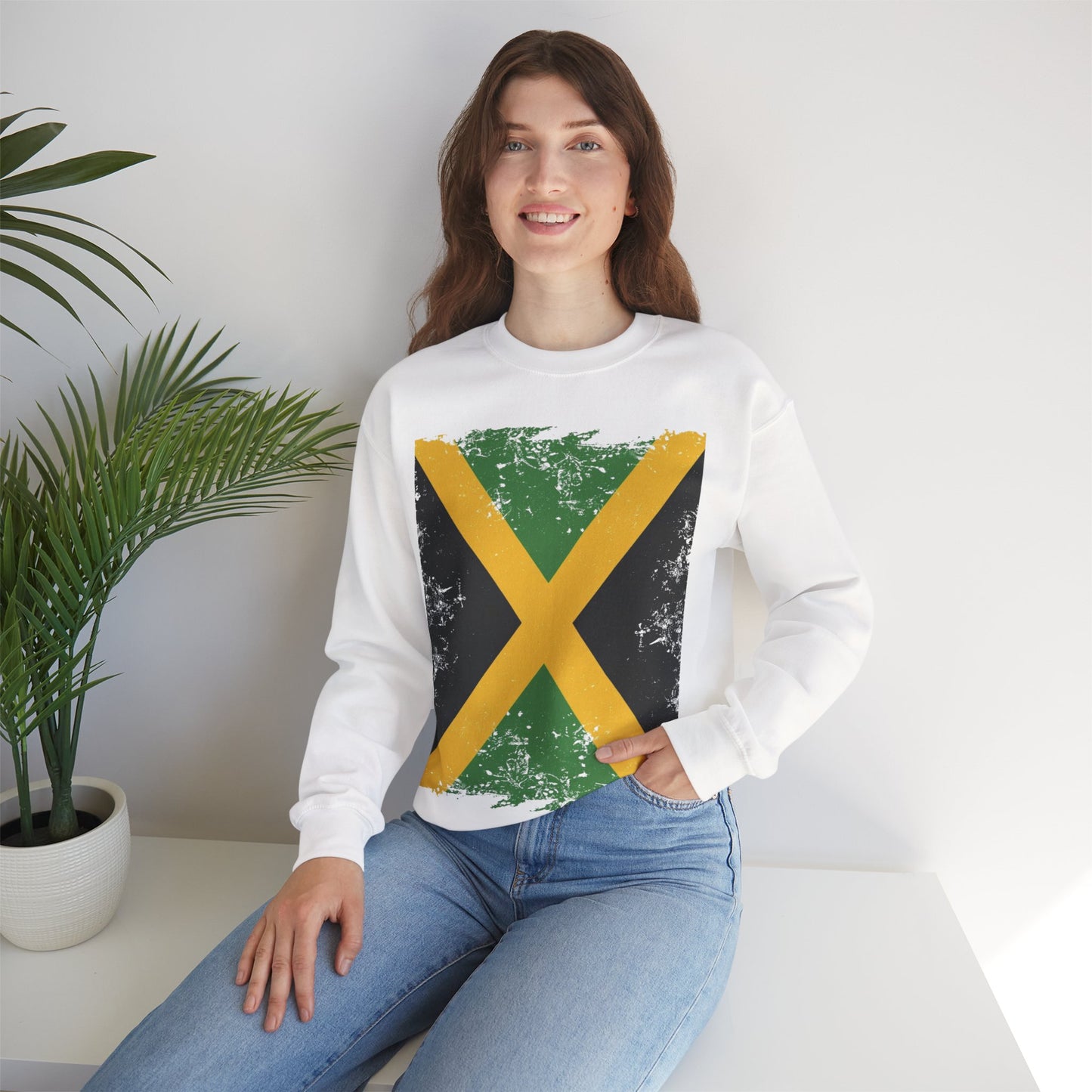 Jamaican Flag Crewneck Sweatshirt, Unisex Sweatshirt, Casual Wear, Gift for Him or Her, Travel Apparel, Cultural Celebration
