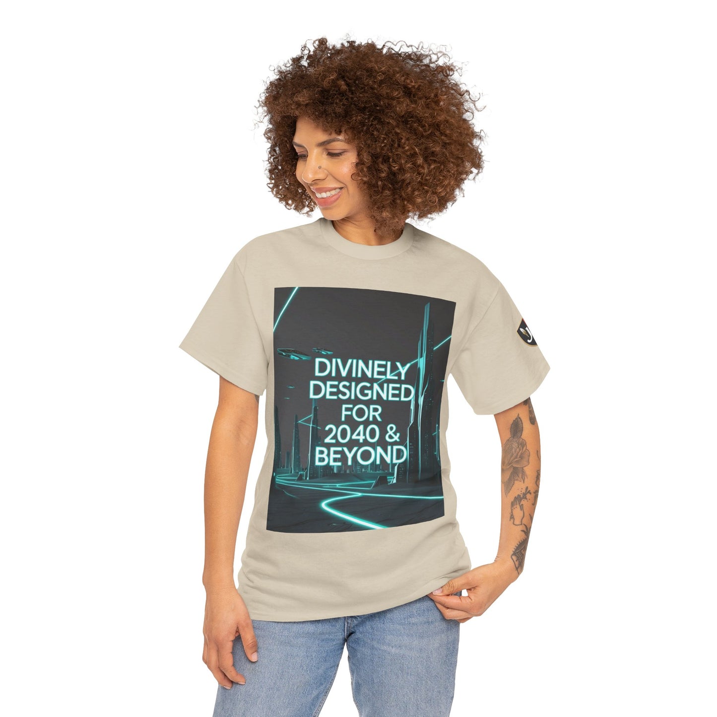 Futuristic Urban Tee for Tech Lovers - Unisex Heavy Cotton