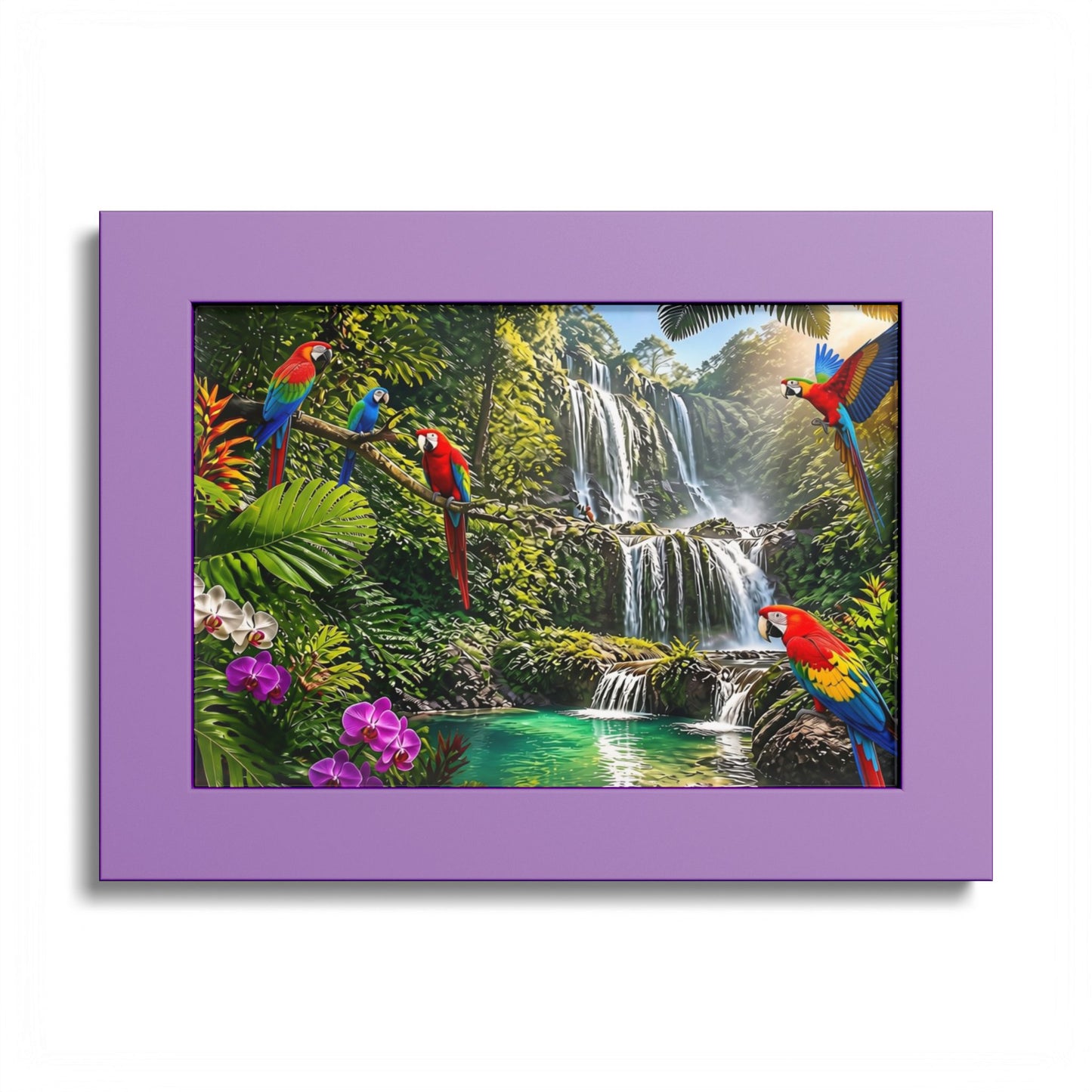 Tropical Waterfall Parrot Poster