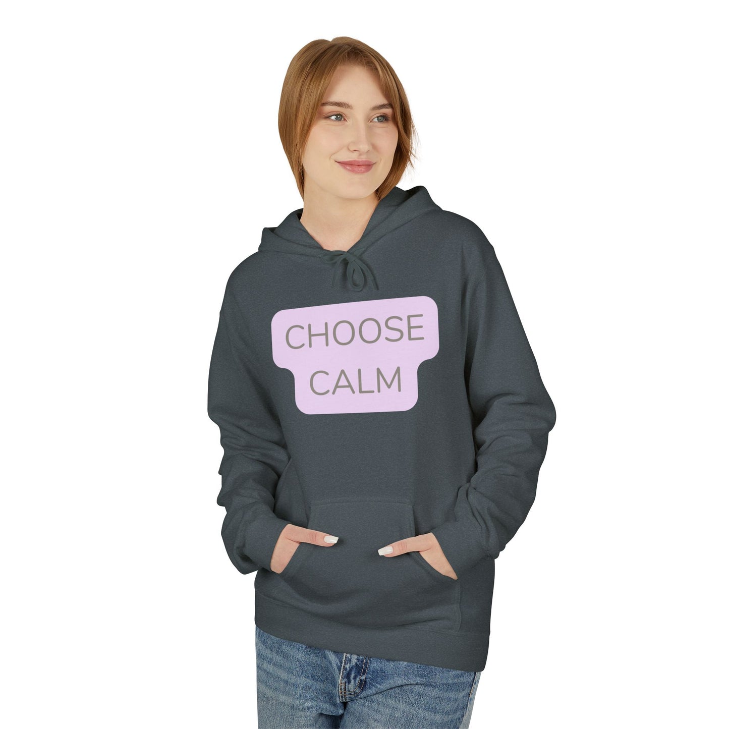 Choose Calm Unisex Midweight Softstyle Hoodie — Minimal Pastel Graphic Relaxation Sweatshirt