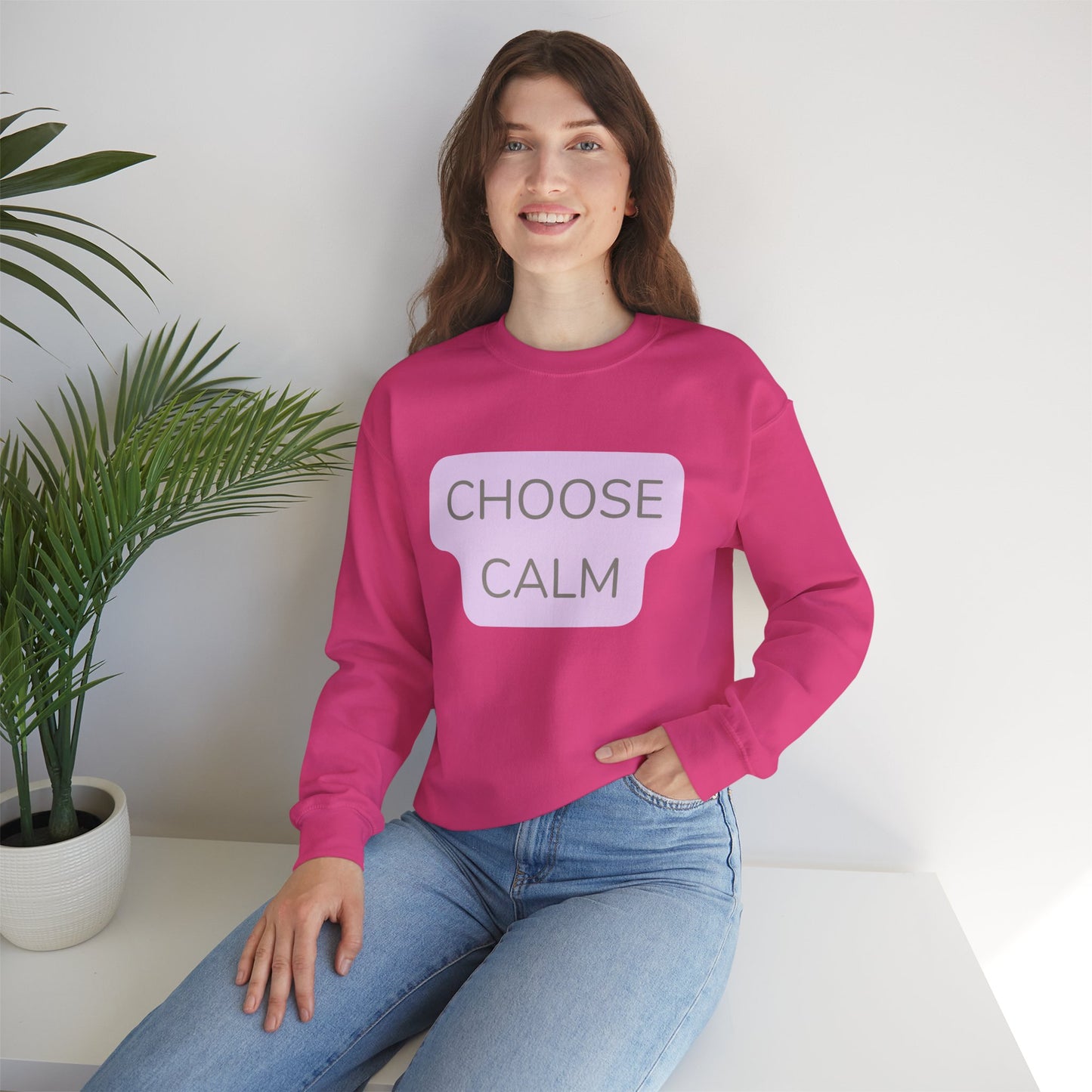Crewneck Sweatshirt — "Choose Calm" Pastel Wellness Graphic