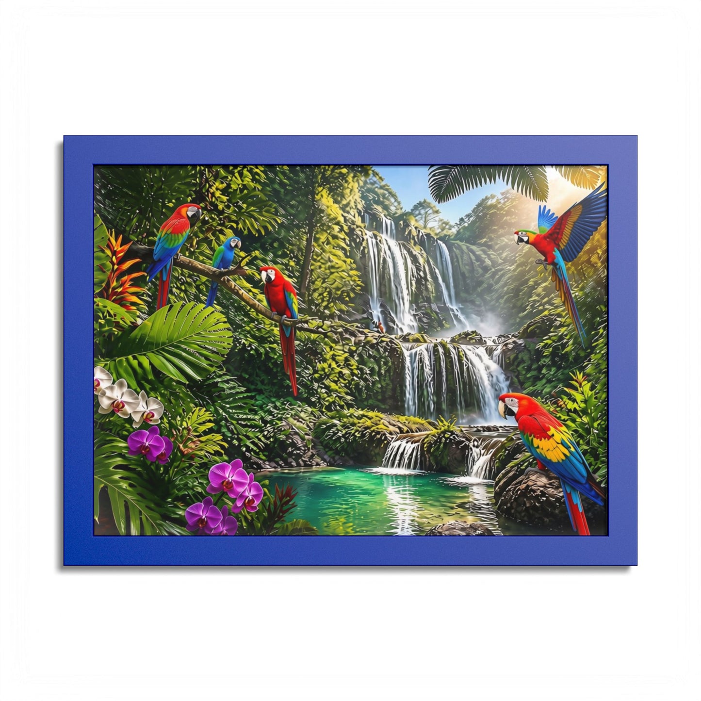 Tropical Waterfall Parrot Poster