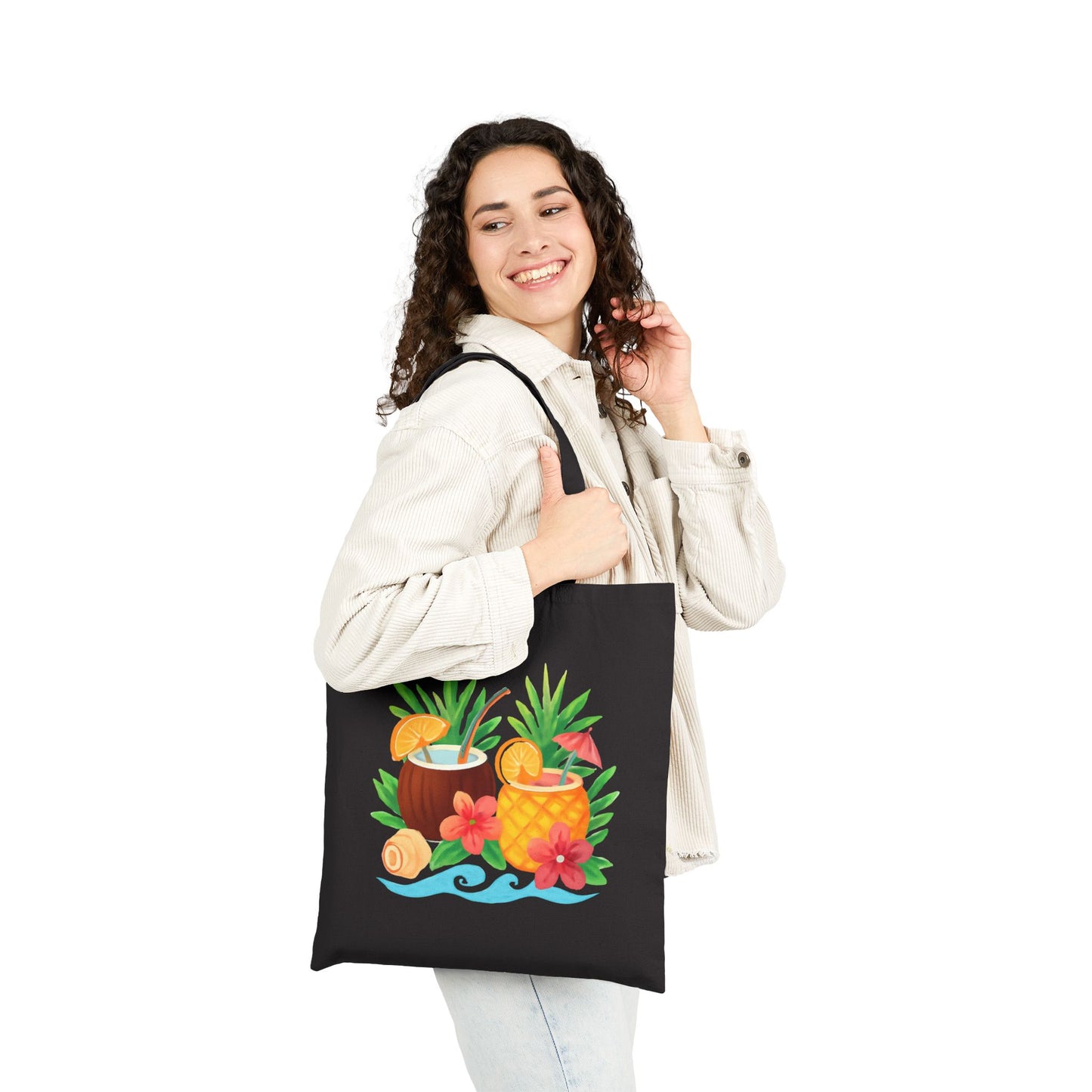 Tote Bag — Tropical Pineapple & Coconut Cocktail Canvas Tote
