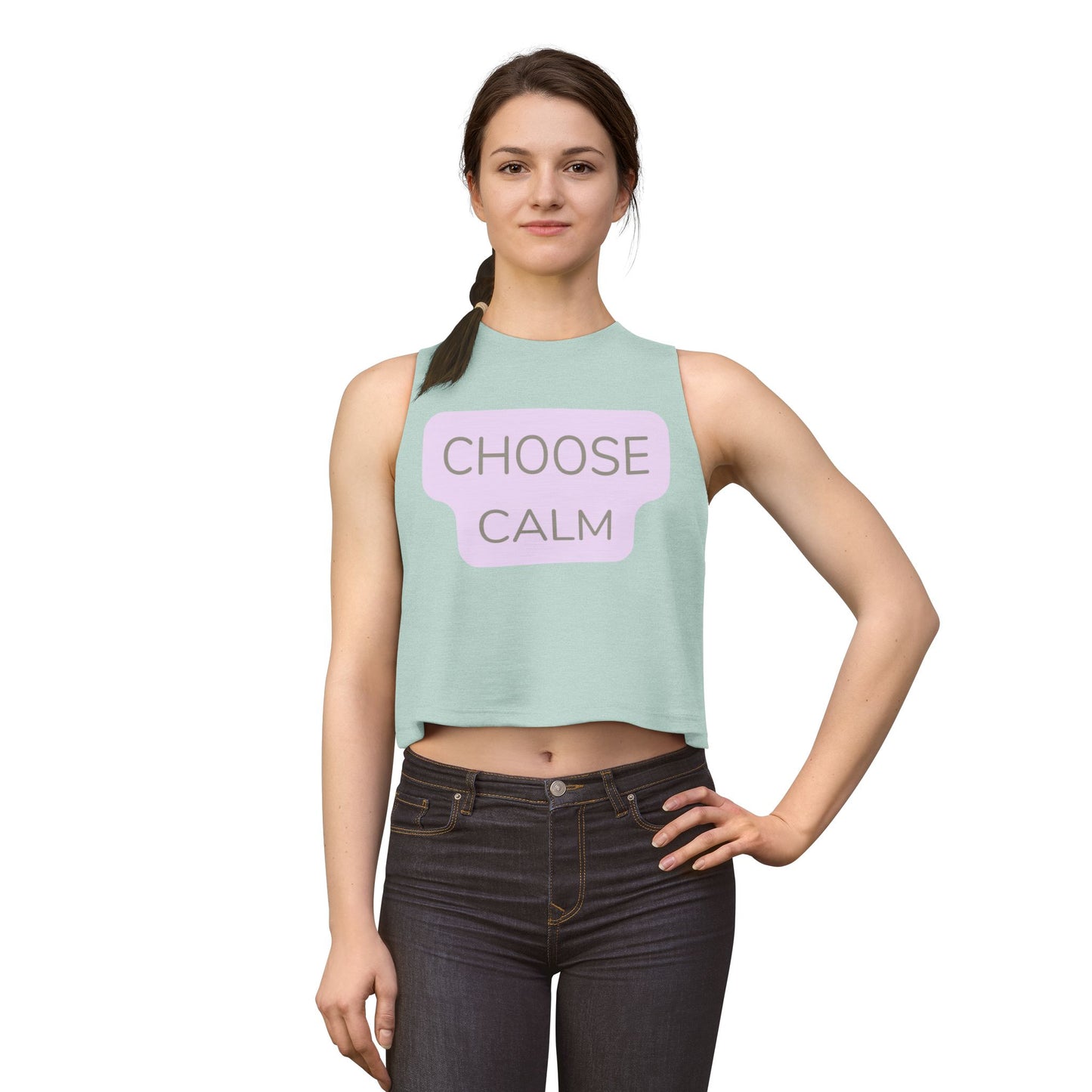 Choose Calm Crop Top — Women's Relaxed Lavender Graphic Tank